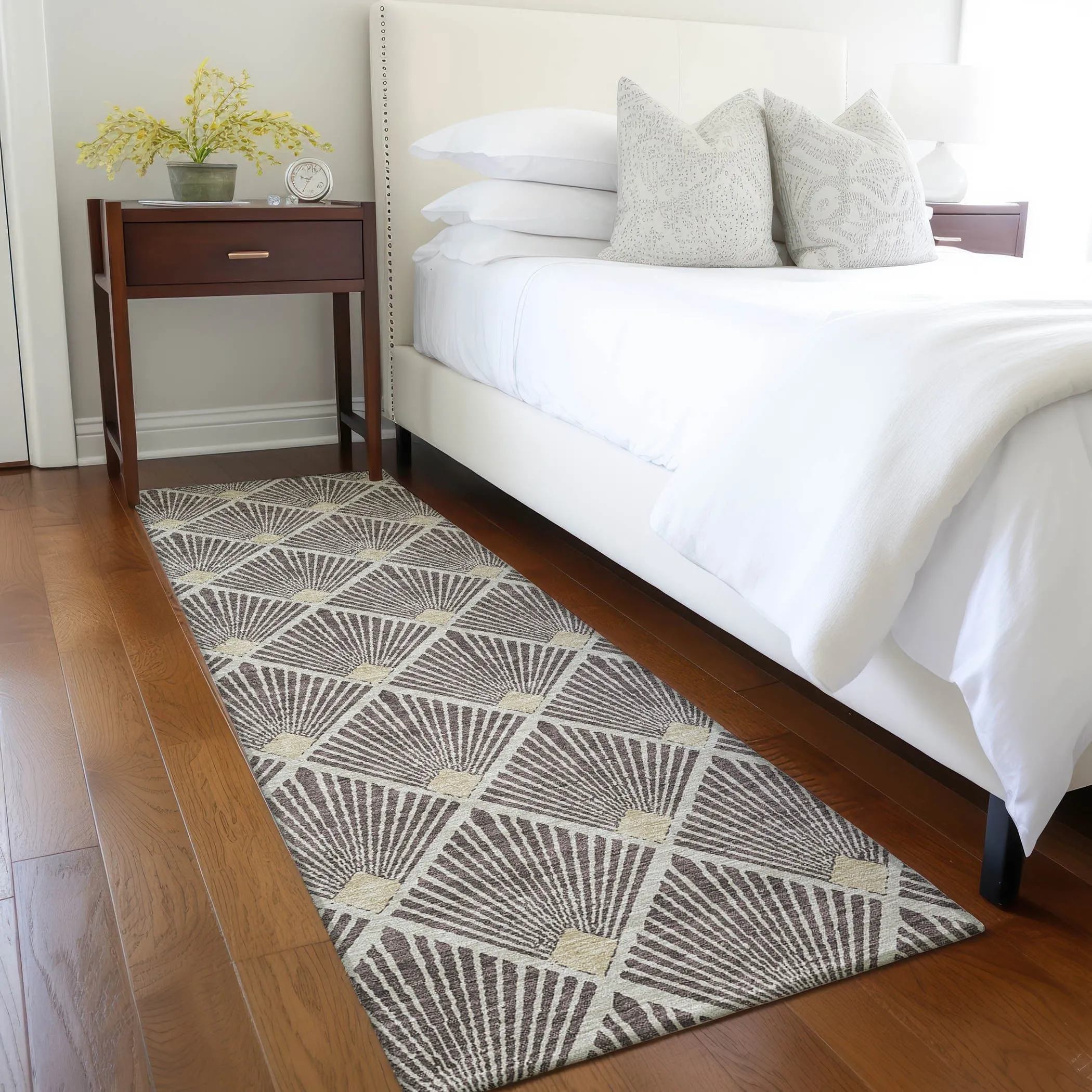 Machine Washable Indoor/ Outdoor Chantille Modern Shells Rug