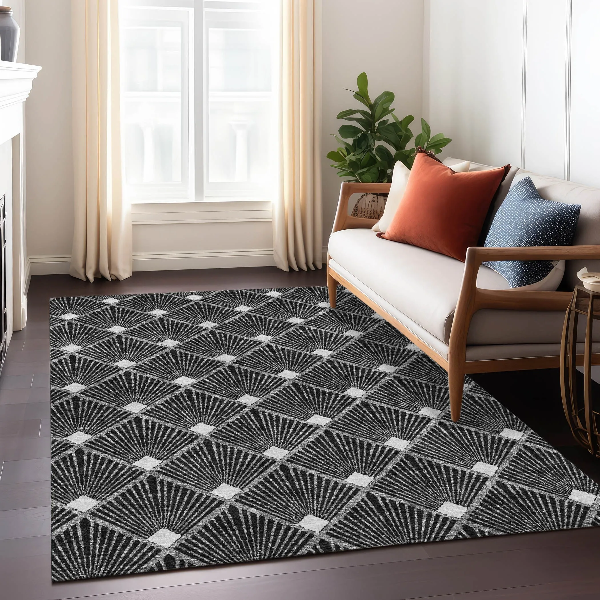 Machine Washable Indoor/ Outdoor Chantille Modern Shells Rug