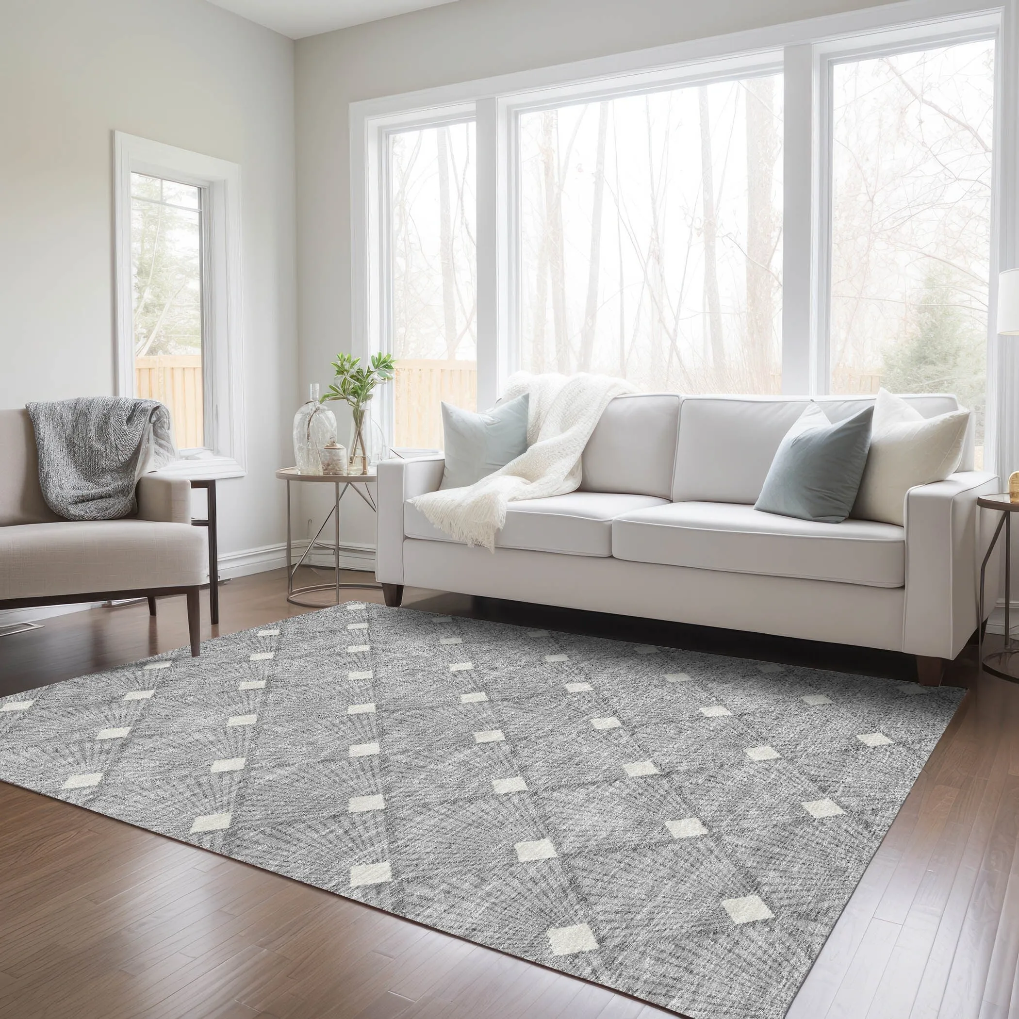Machine Washable Indoor/ Outdoor Chantille Modern Shells Rug