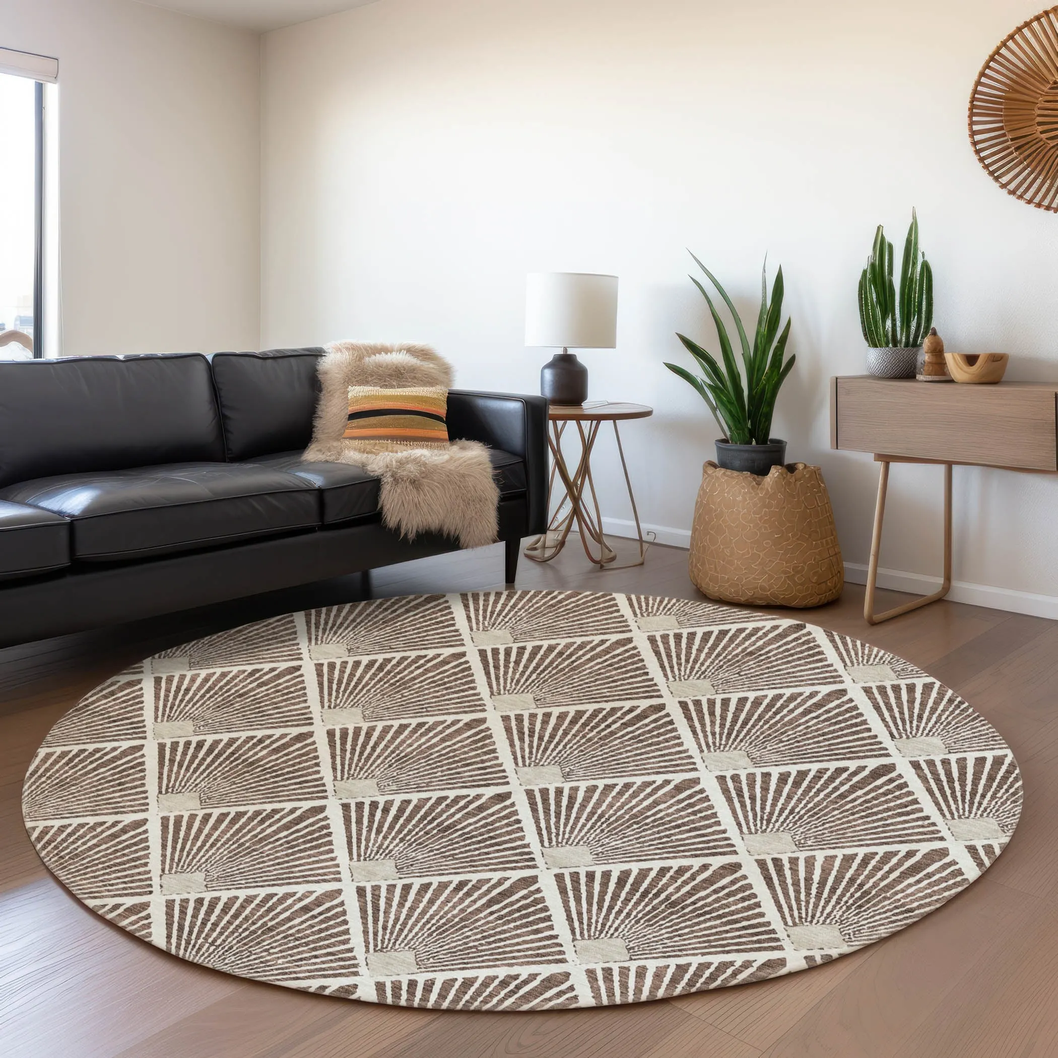 Machine Washable Indoor/ Outdoor Chantille Modern Shells Rug