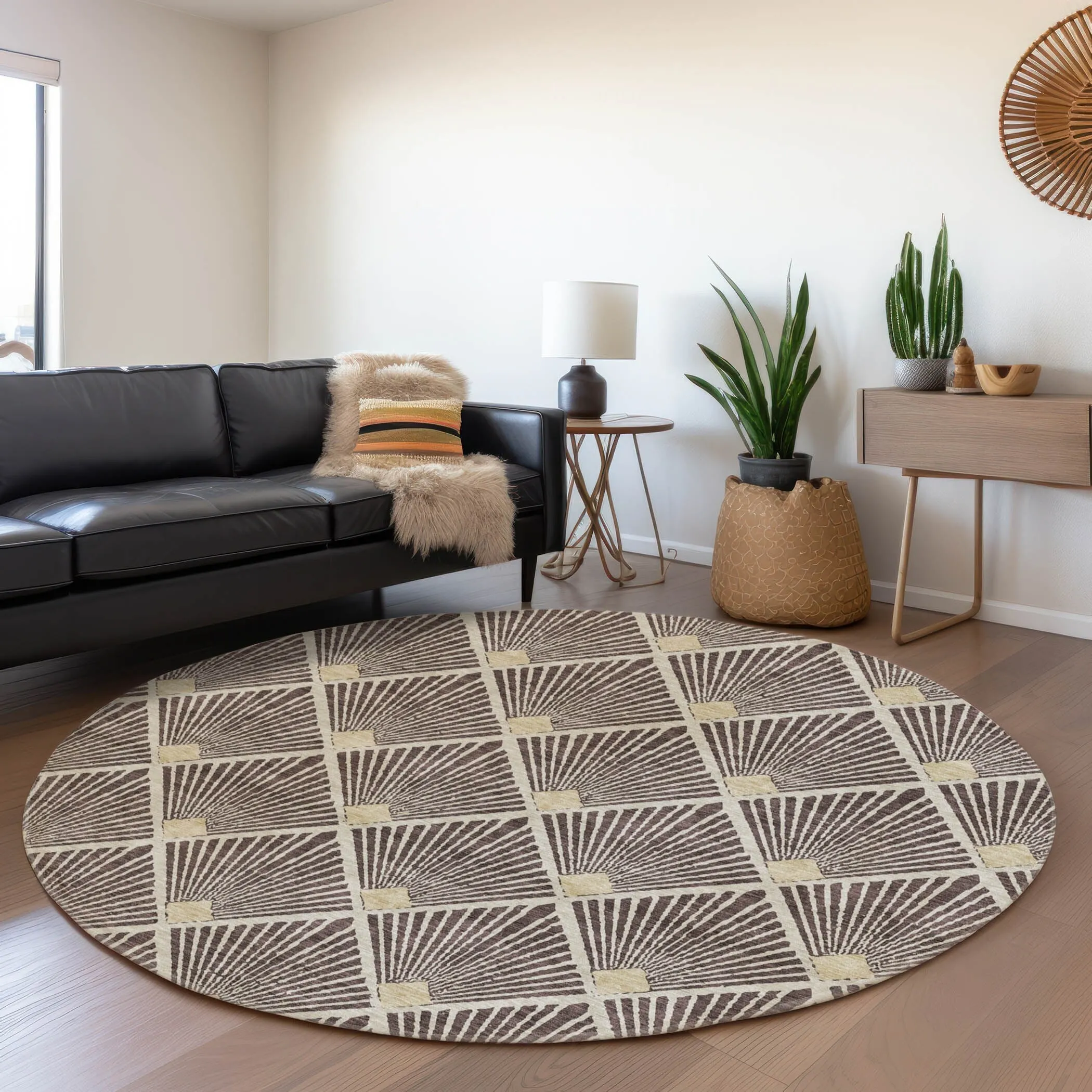 Machine Washable Indoor/ Outdoor Chantille Modern Shells Rug