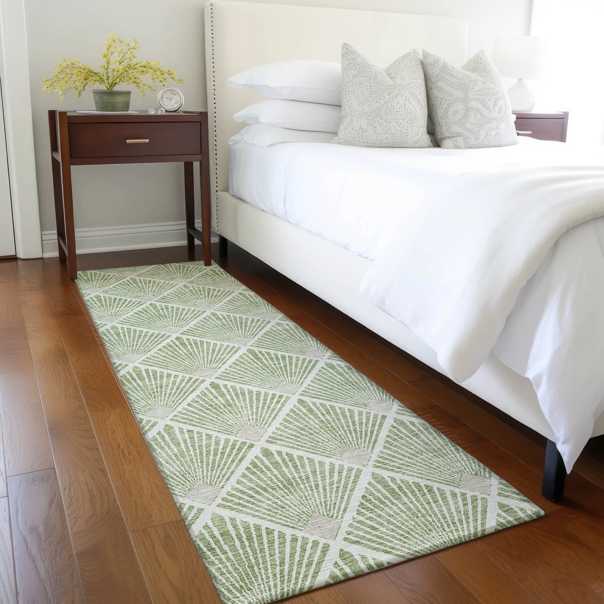 Machine Washable Indoor/ Outdoor Chantille Modern Shells Rug