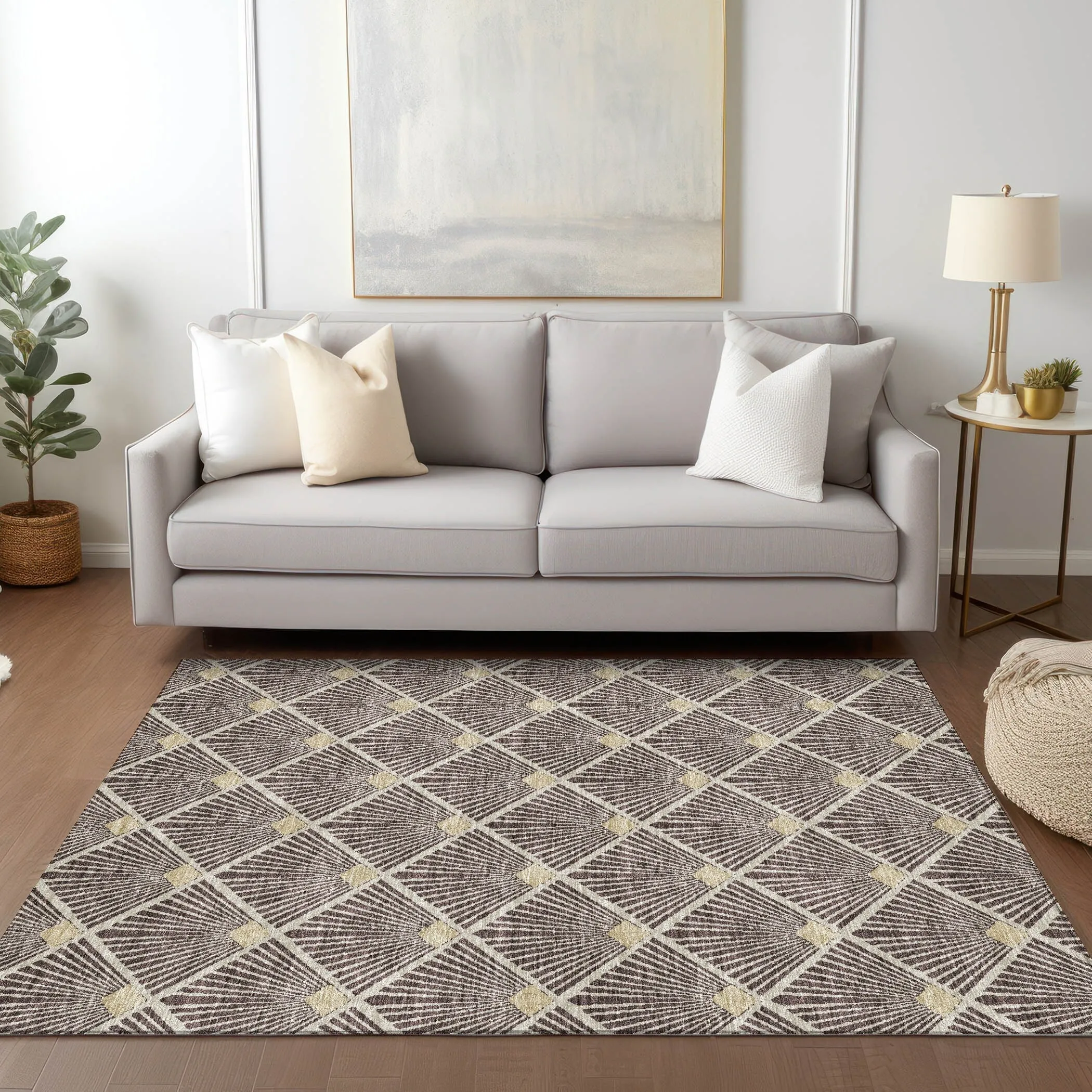 Machine Washable Indoor/ Outdoor Chantille Modern Shells Rug
