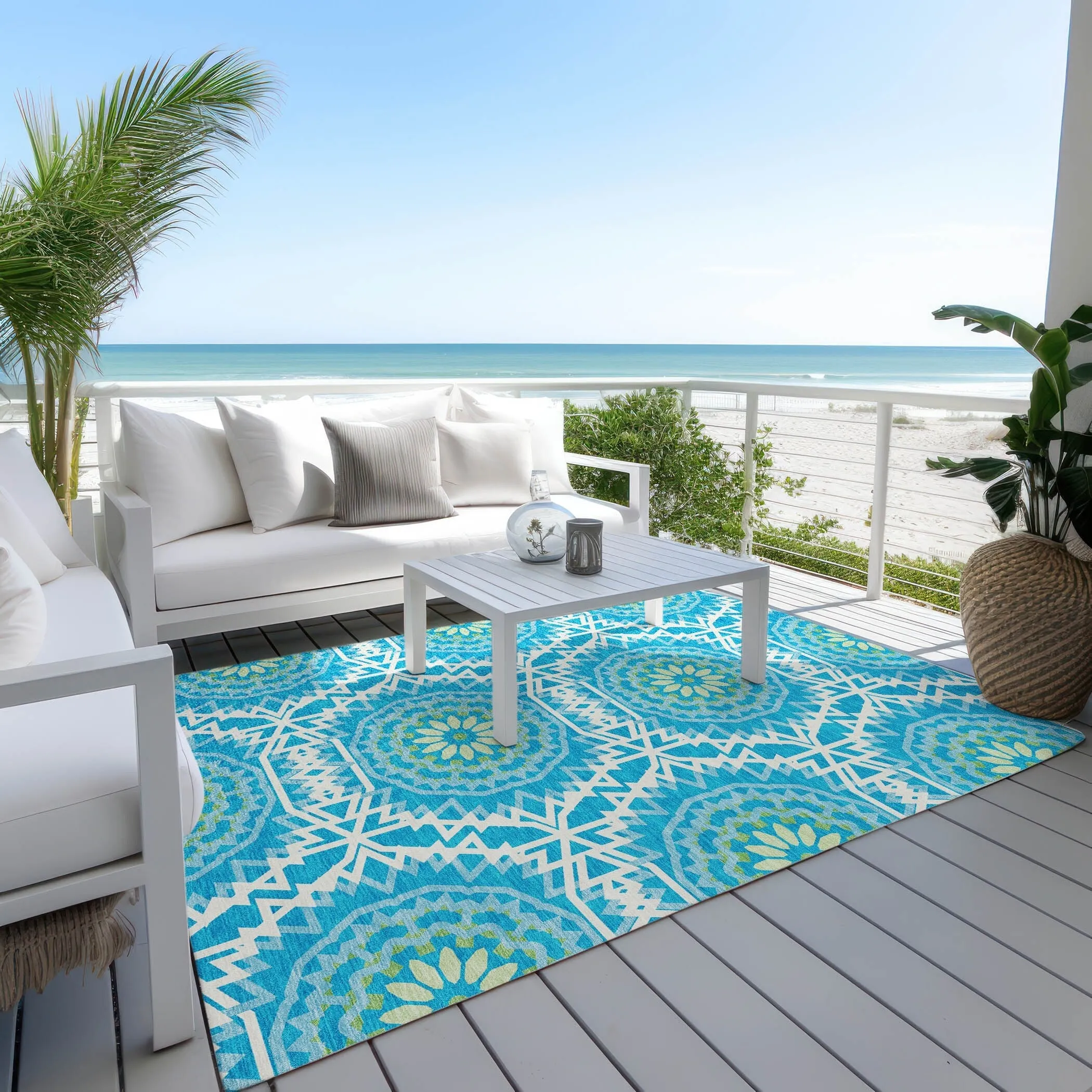 Machine Washable Indoor/ Outdoor Chantille Moroccan Boho Rug