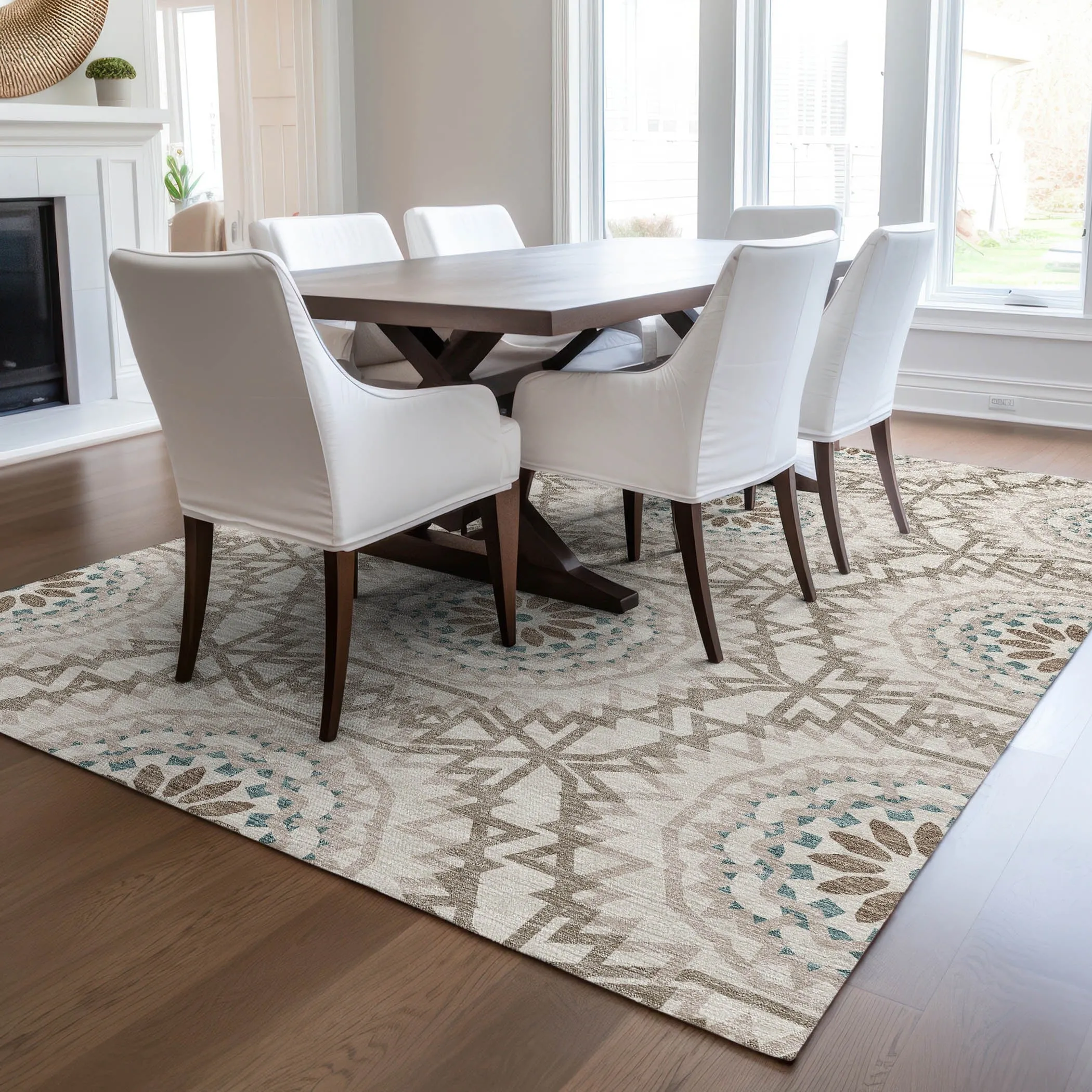 Machine Washable Indoor/ Outdoor Chantille Moroccan Boho Rug
