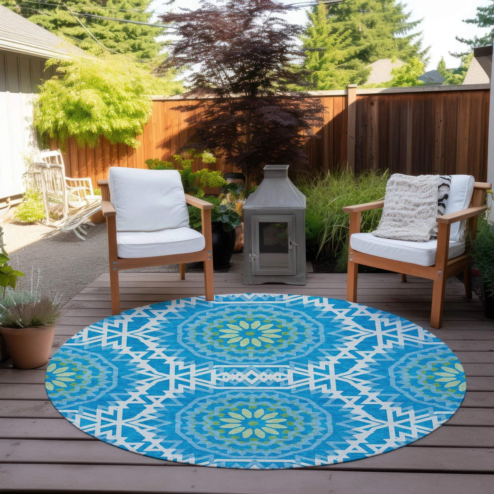 Machine Washable Indoor/ Outdoor Chantille Moroccan Boho Rug