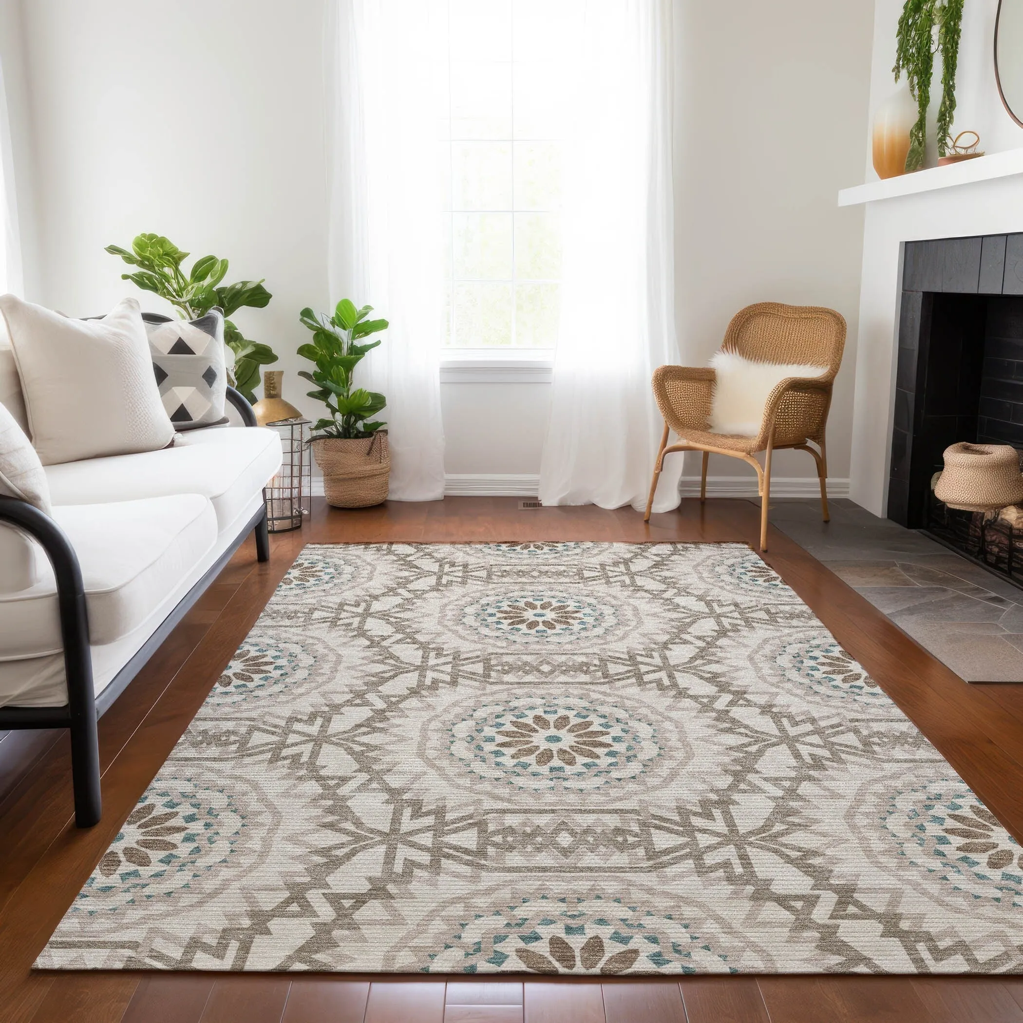 Machine Washable Indoor/ Outdoor Chantille Moroccan Boho Rug