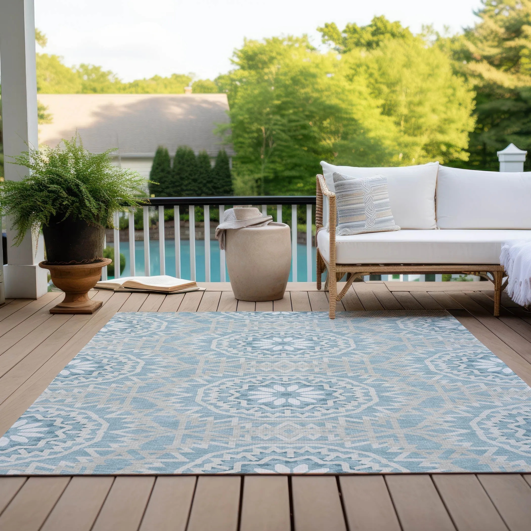 Machine Washable Indoor/ Outdoor Chantille Moroccan Boho Rug