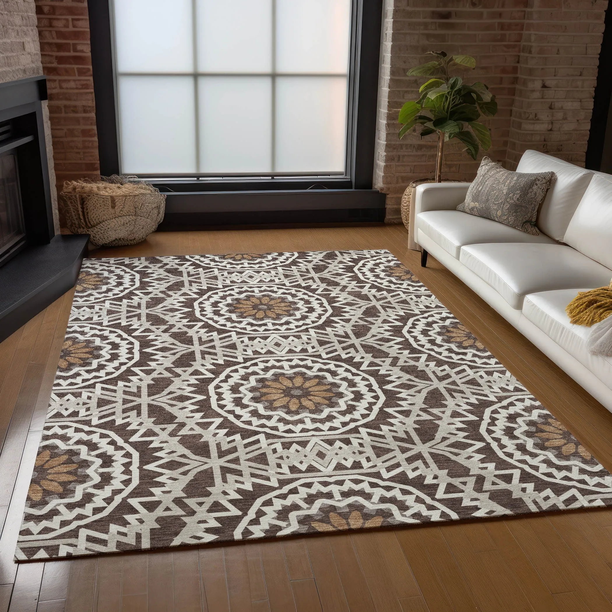 Machine Washable Indoor/ Outdoor Chantille Moroccan Boho Rug