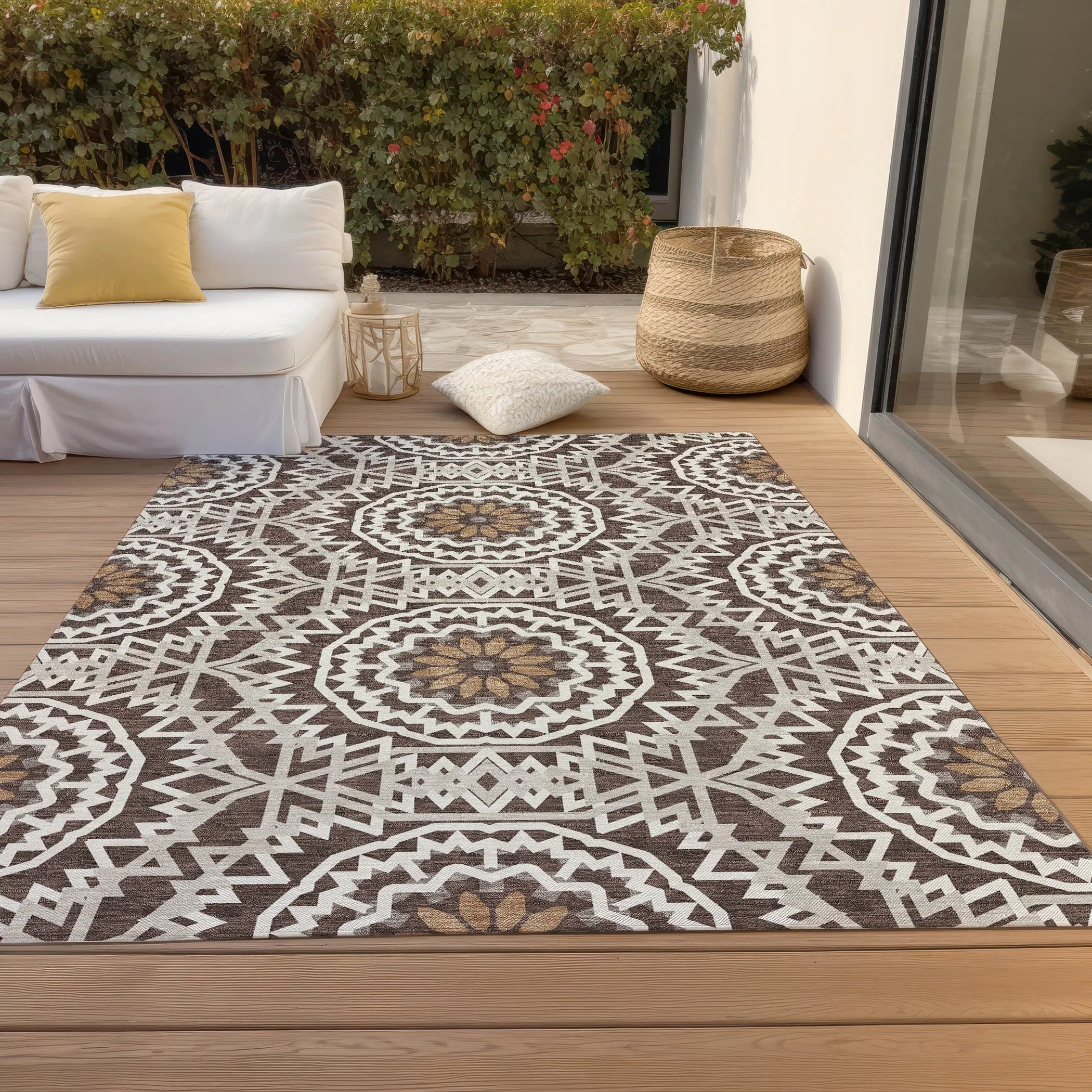 Machine Washable Indoor/ Outdoor Chantille Moroccan Boho Rug