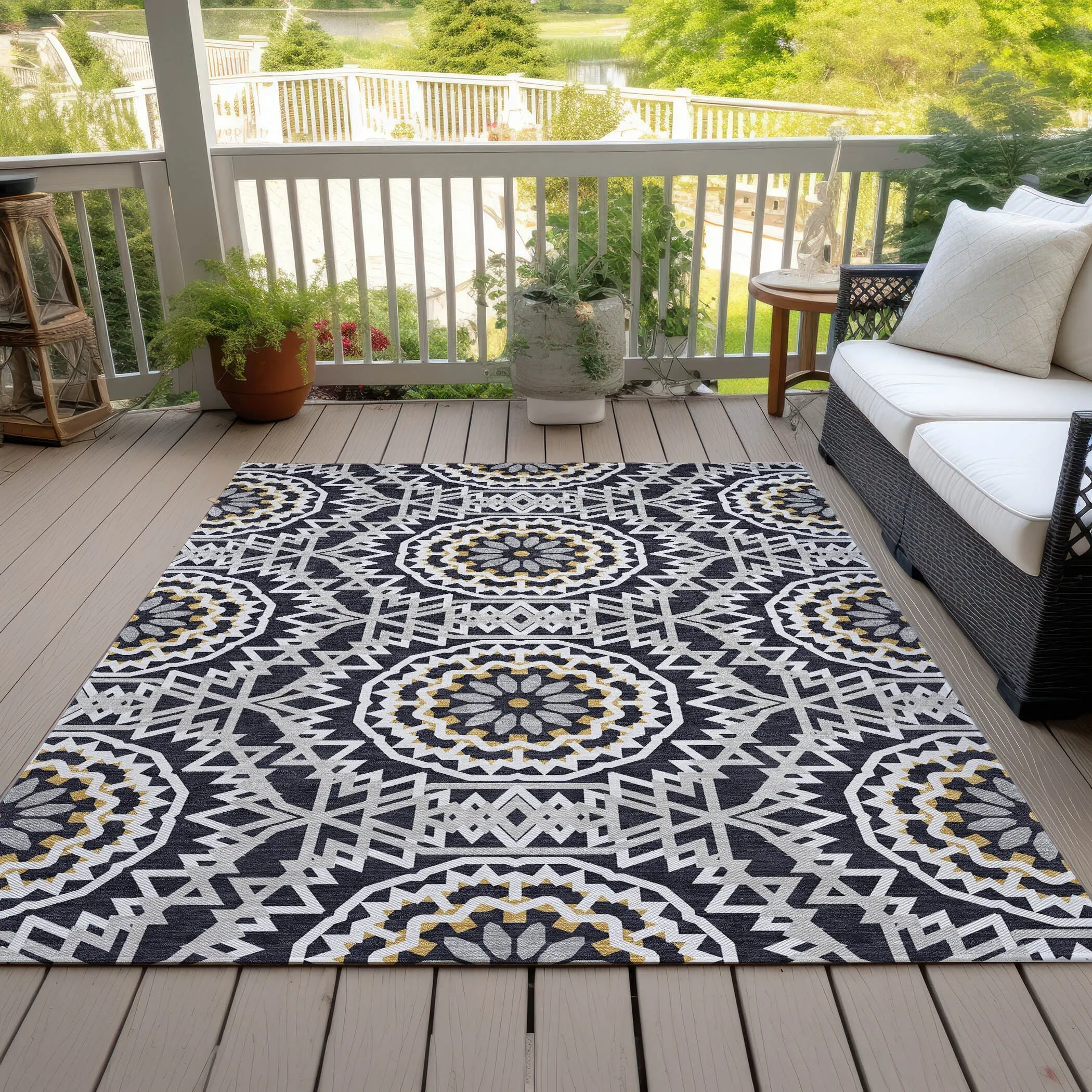 Machine Washable Indoor/ Outdoor Chantille Moroccan Boho Rug