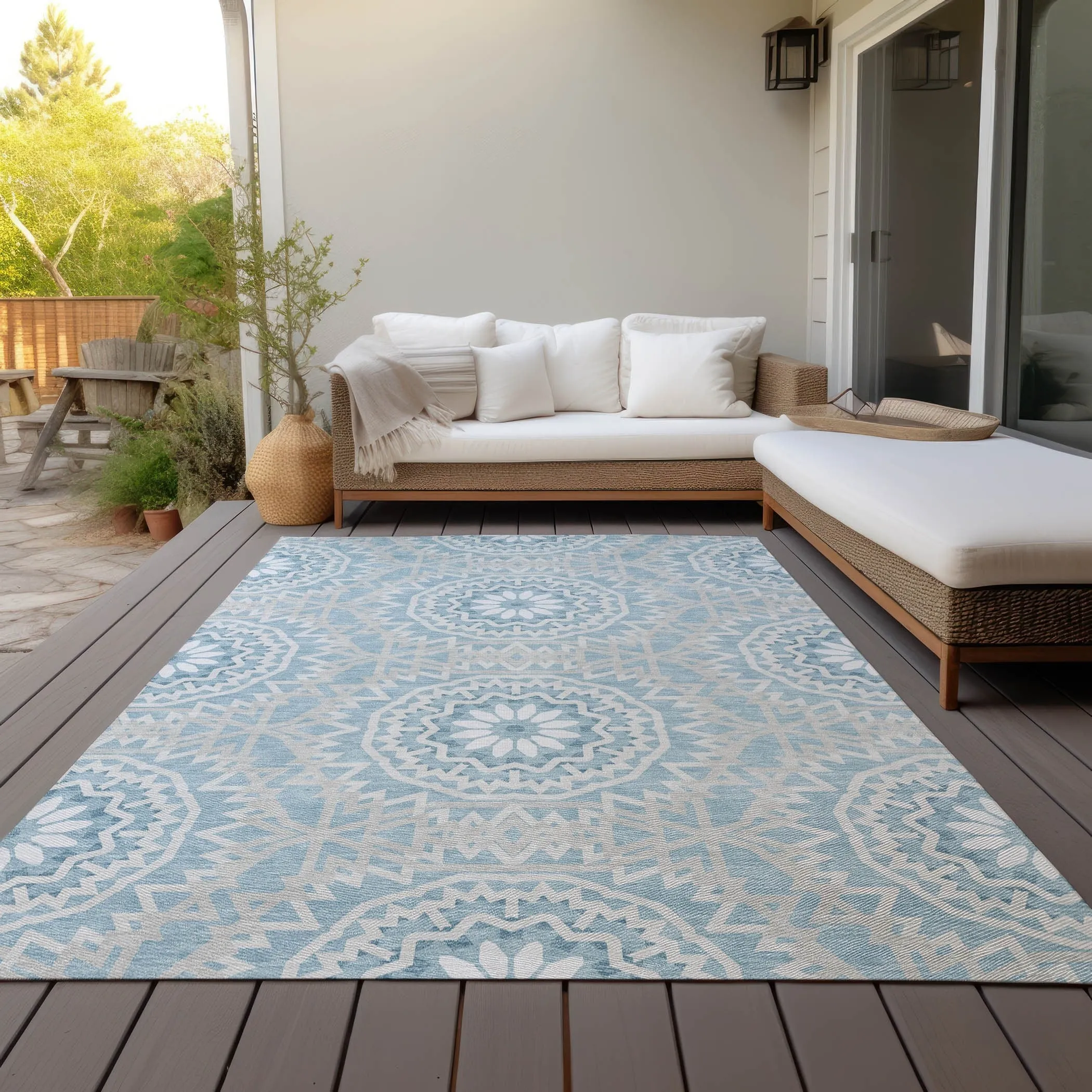 Machine Washable Indoor/ Outdoor Chantille Moroccan Boho Rug