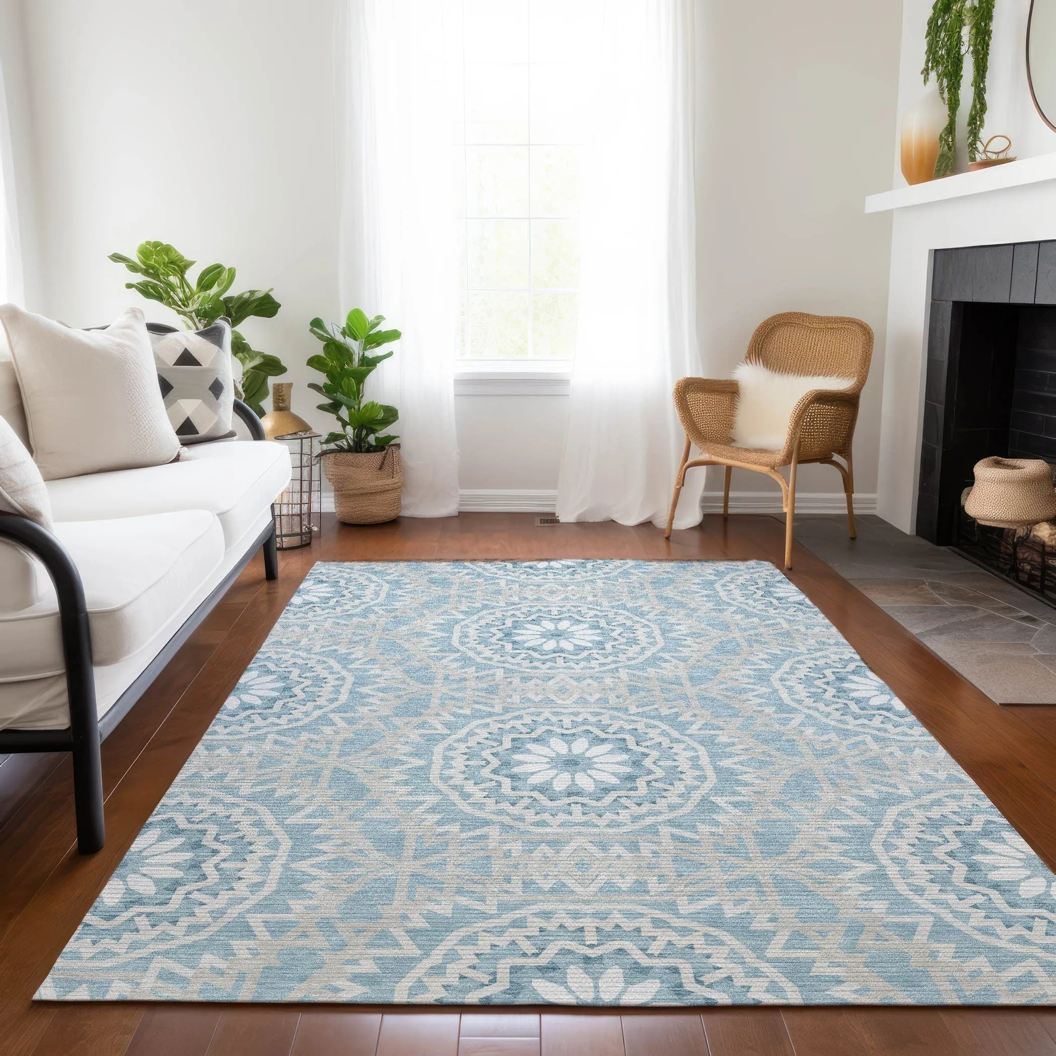 Machine Washable Indoor/ Outdoor Chantille Moroccan Boho Rug