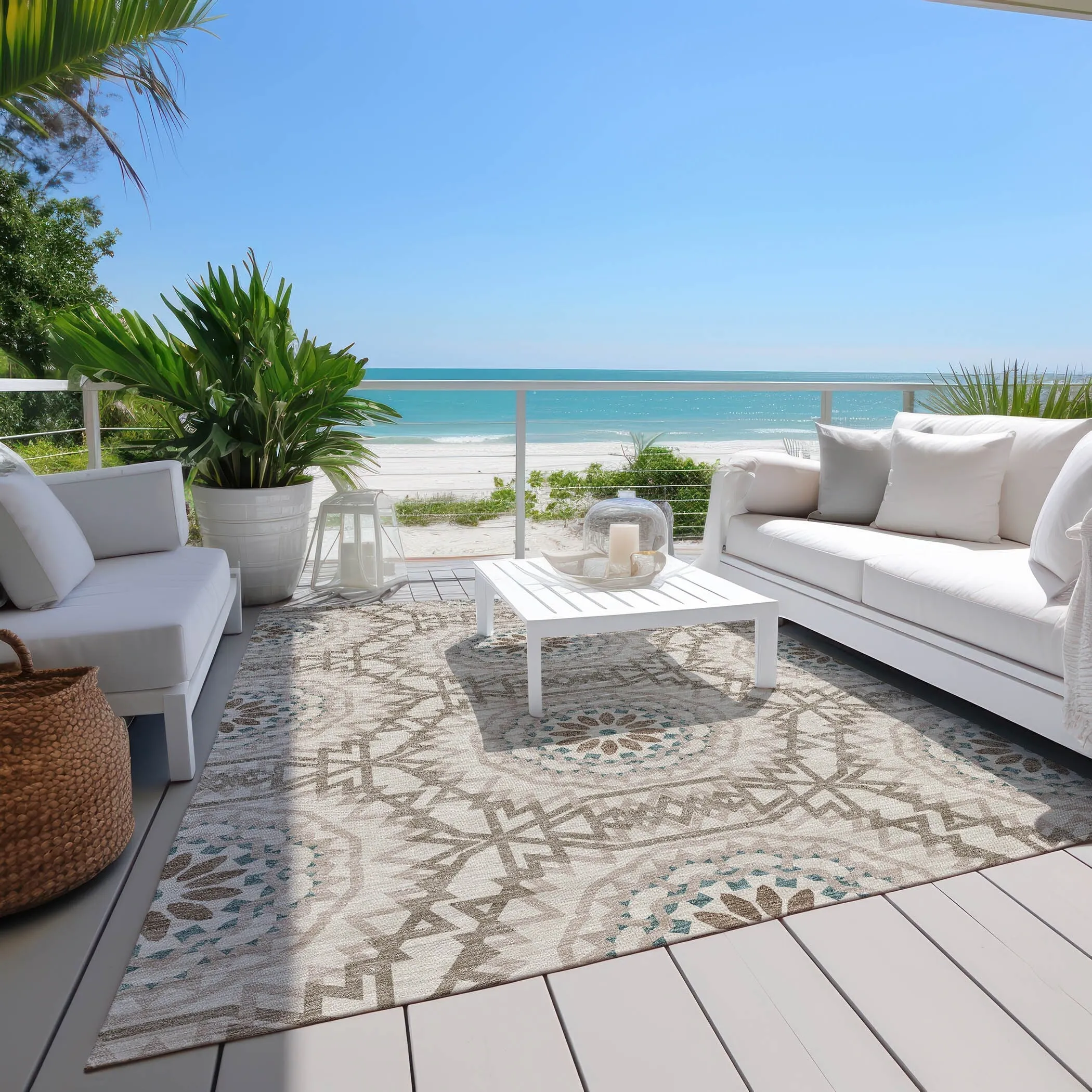 Machine Washable Indoor/ Outdoor Chantille Moroccan Boho Rug