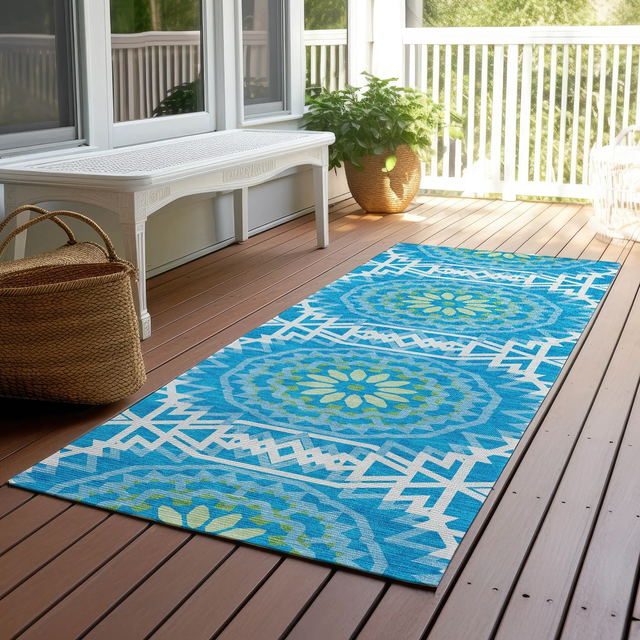 Machine Washable Indoor/ Outdoor Chantille Moroccan Boho Rug