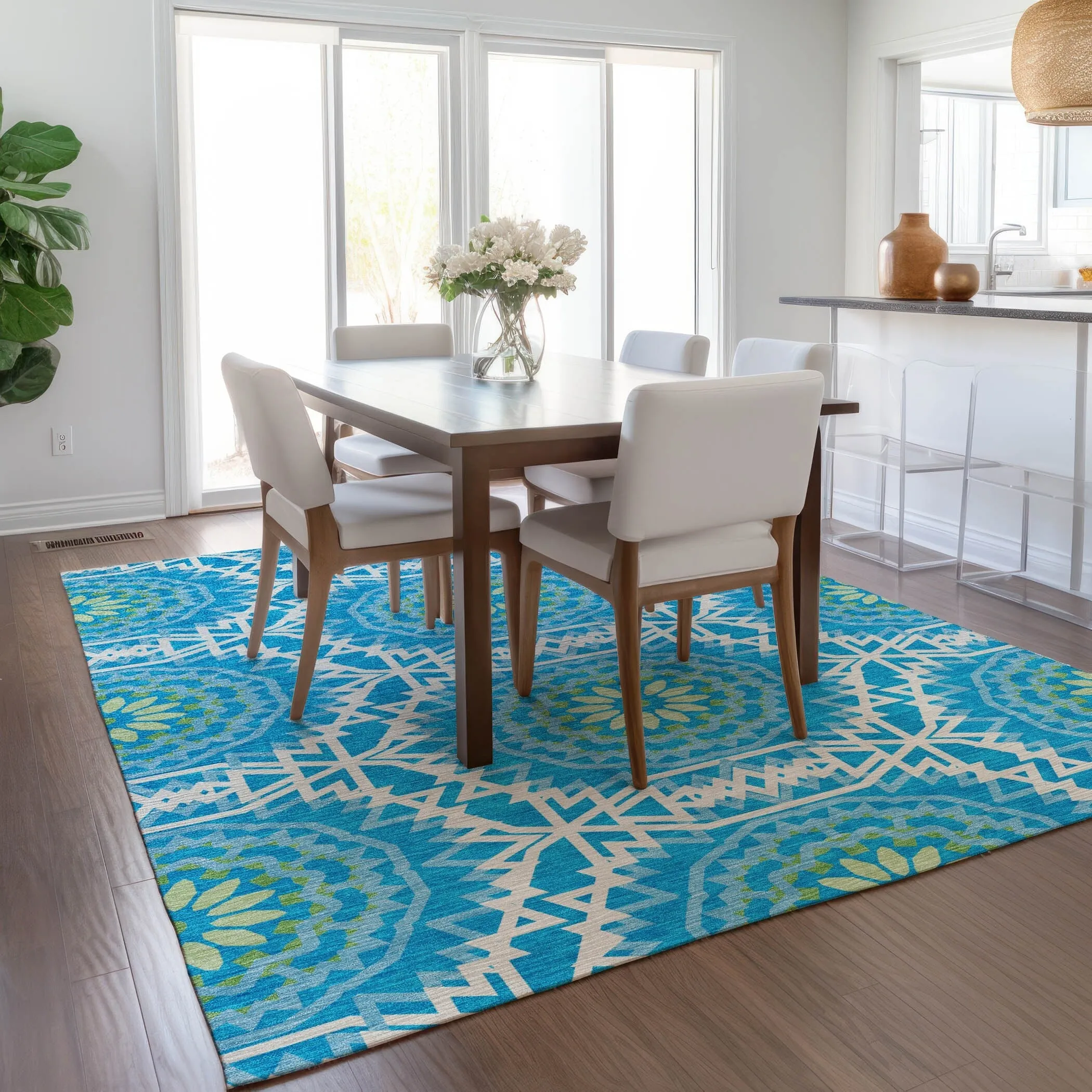 Machine Washable Indoor/ Outdoor Chantille Moroccan Boho Rug