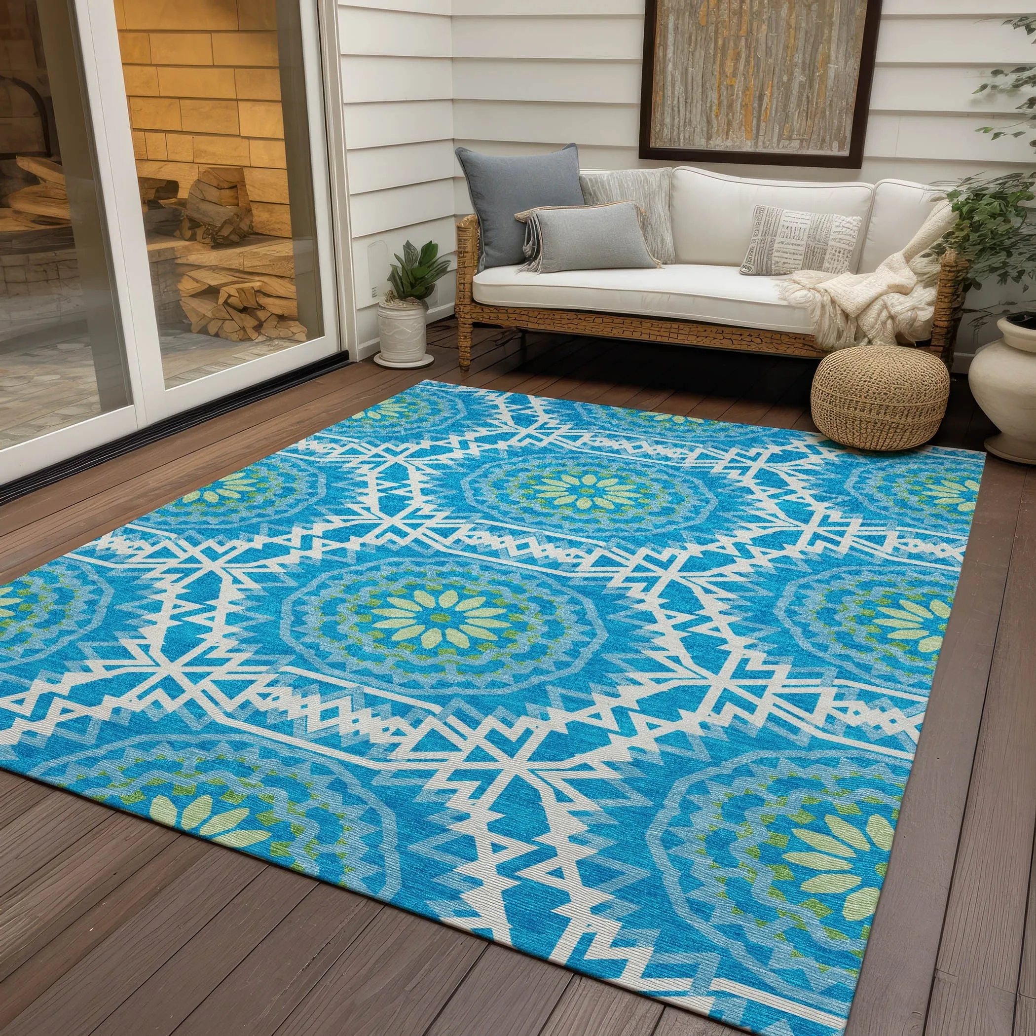 Machine Washable Indoor/ Outdoor Chantille Moroccan Boho Rug