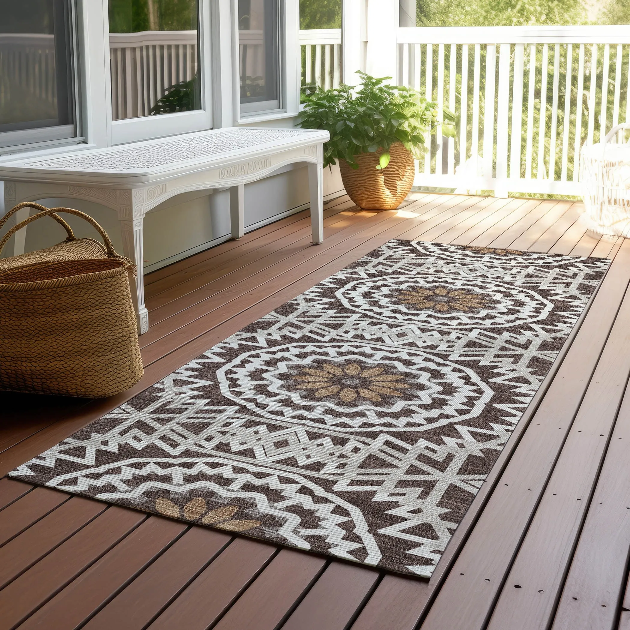 Machine Washable Indoor/ Outdoor Chantille Moroccan Boho Rug