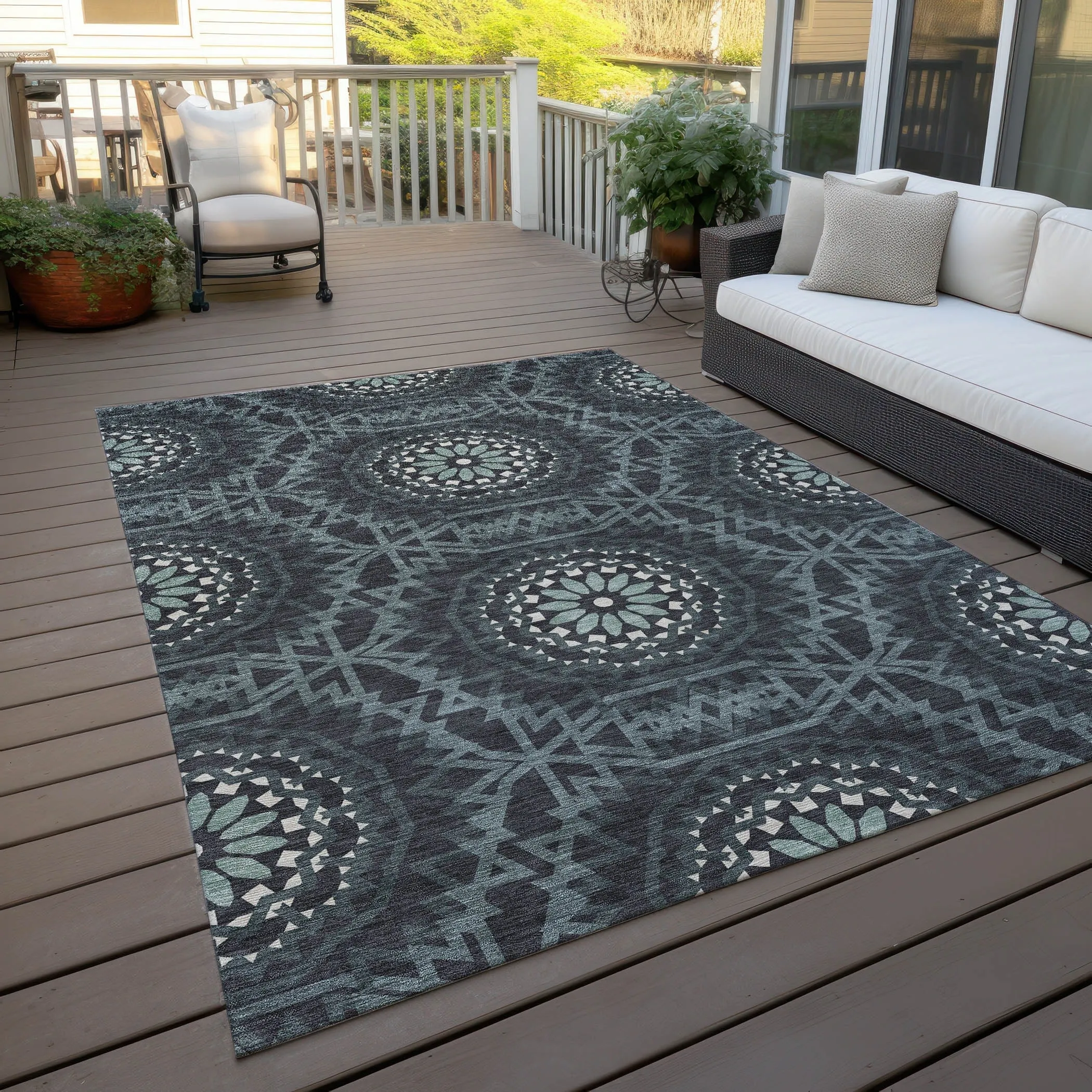 Machine Washable Indoor/ Outdoor Chantille Moroccan Boho Rug