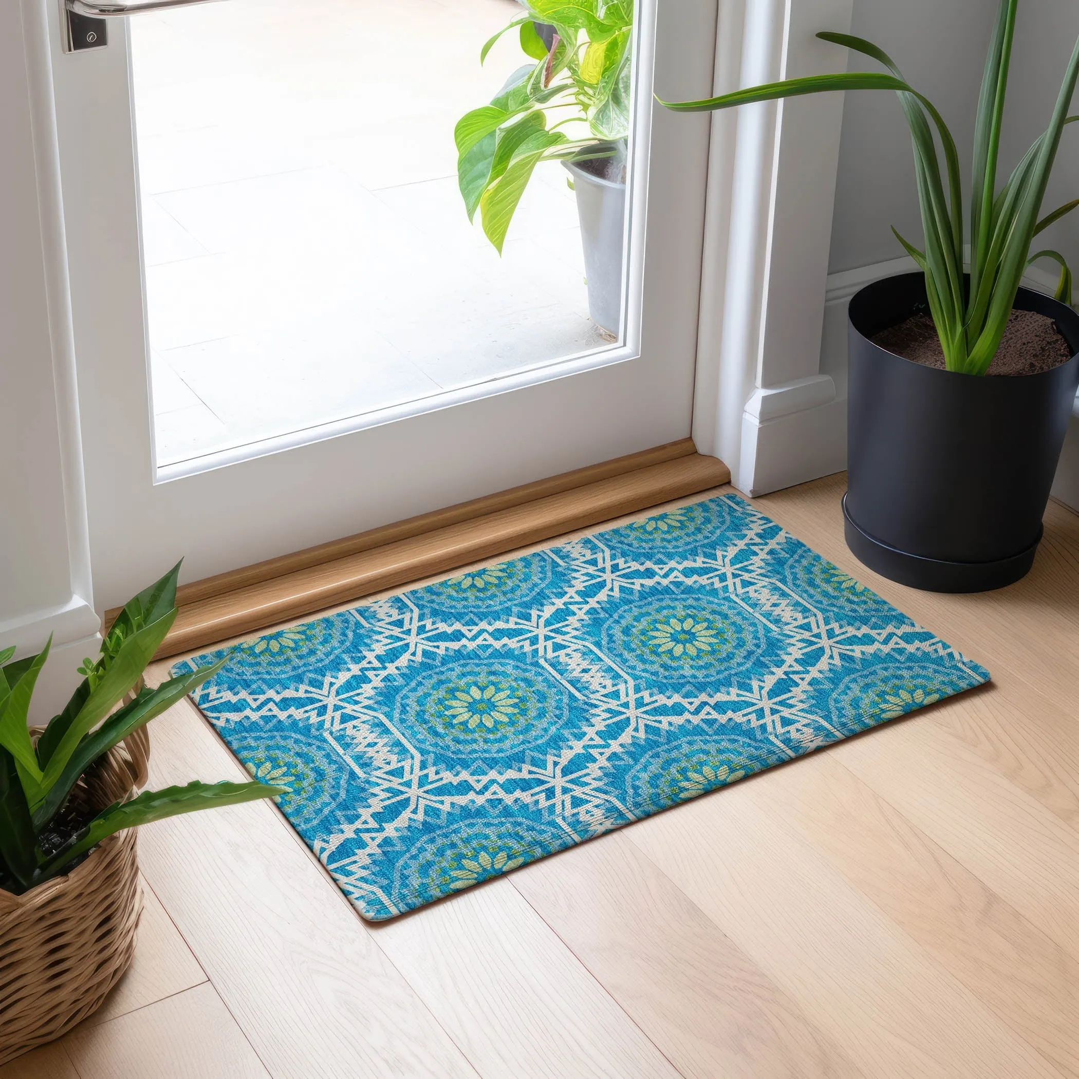 Machine Washable Indoor/ Outdoor Chantille Moroccan Boho Rug