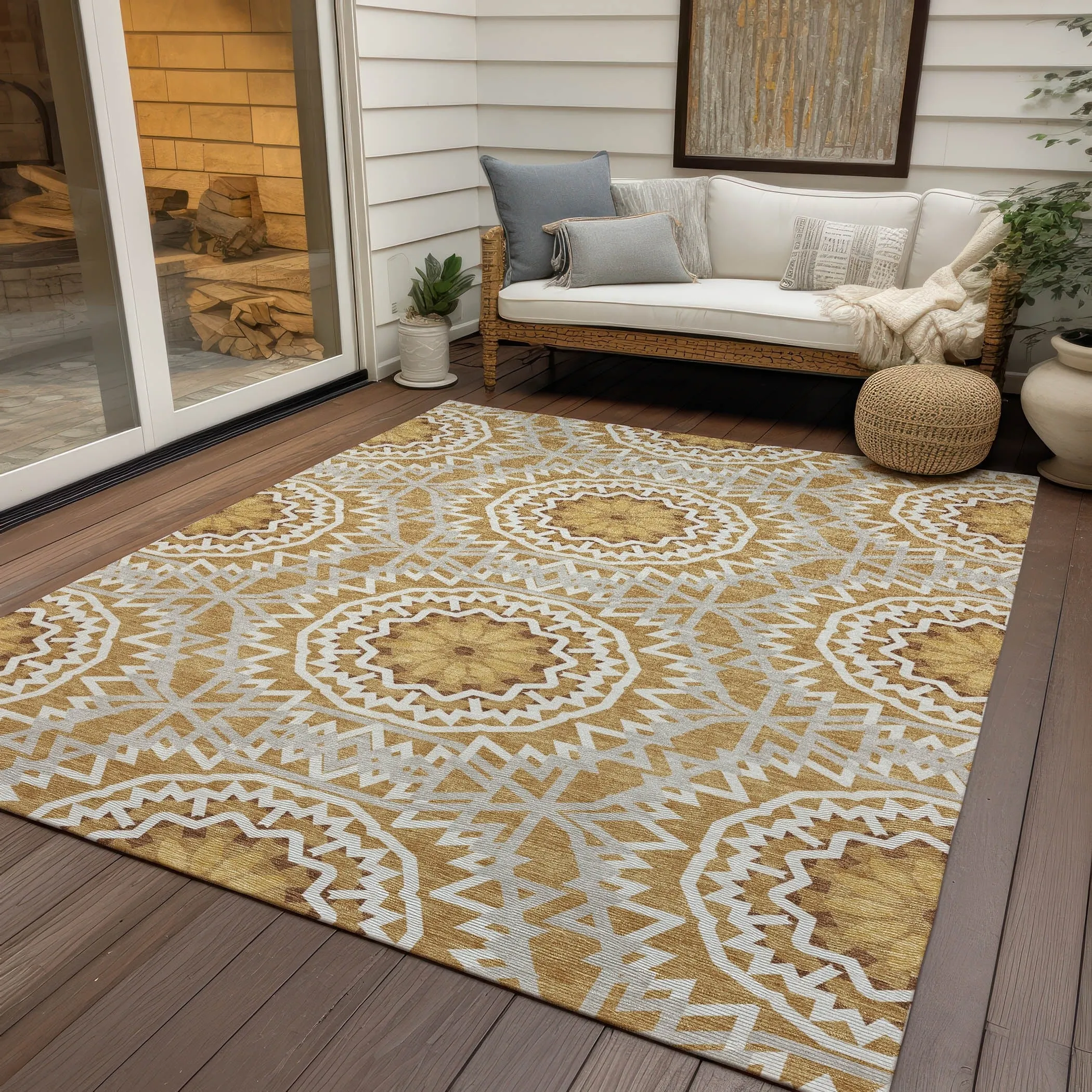 Machine Washable Indoor/ Outdoor Chantille Moroccan Boho Rug