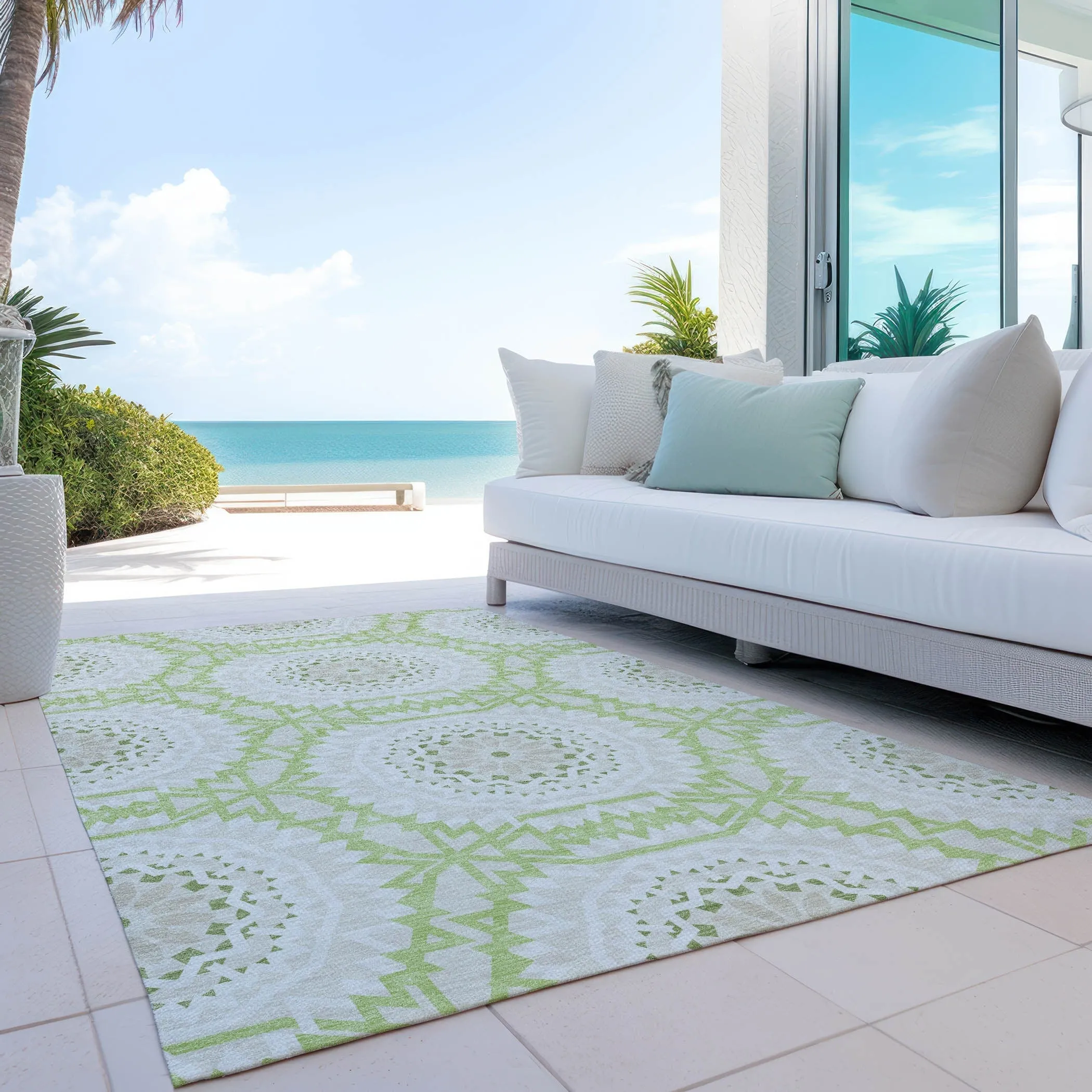 Machine Washable Indoor/ Outdoor Chantille Moroccan Boho Rug