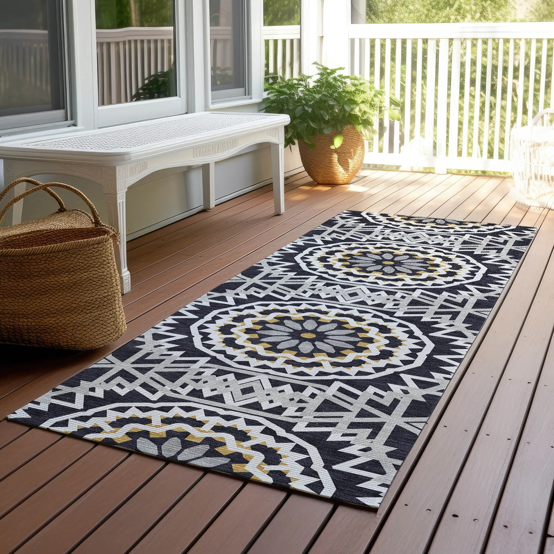 Machine Washable Indoor/ Outdoor Chantille Moroccan Boho Rug
