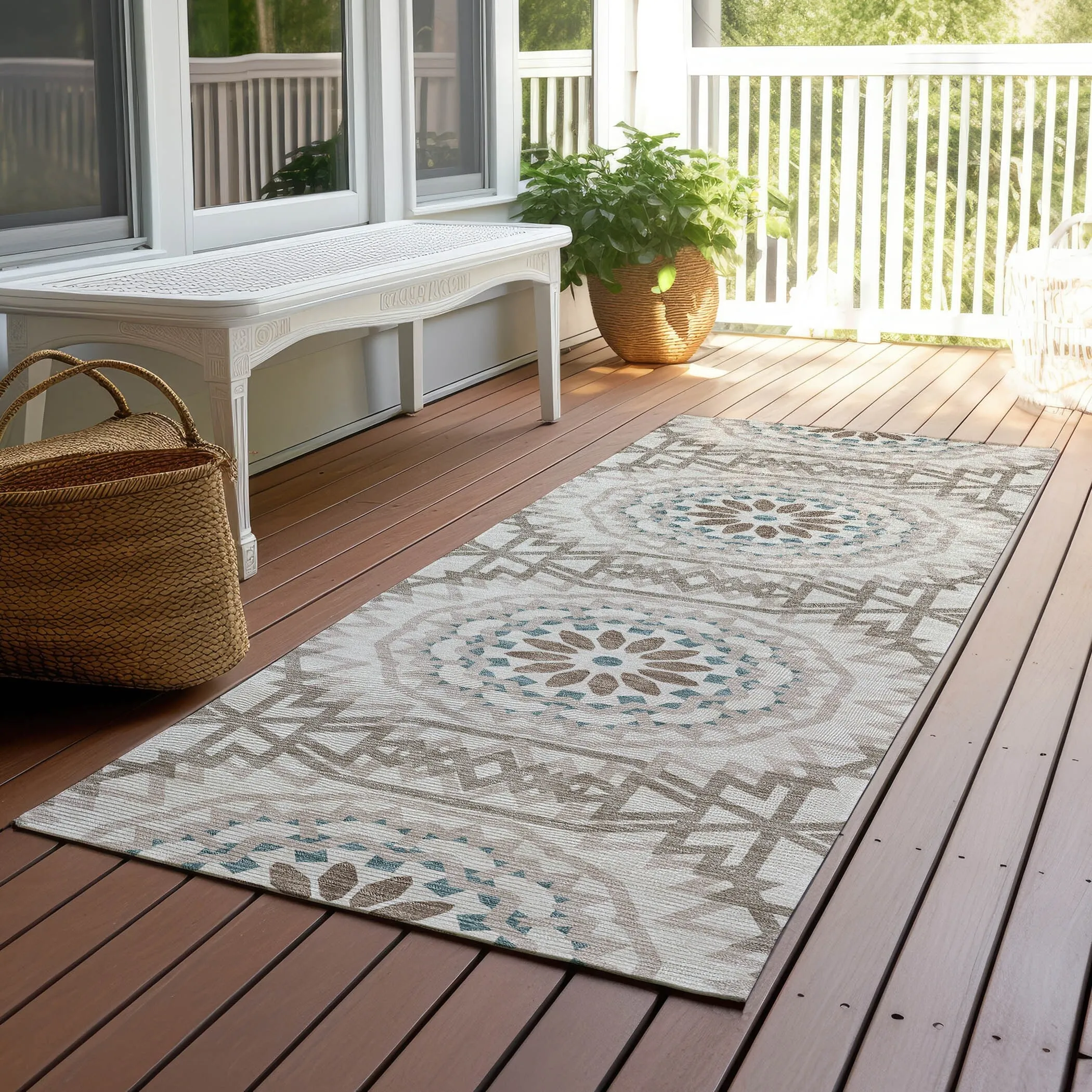Machine Washable Indoor/ Outdoor Chantille Moroccan Boho Rug