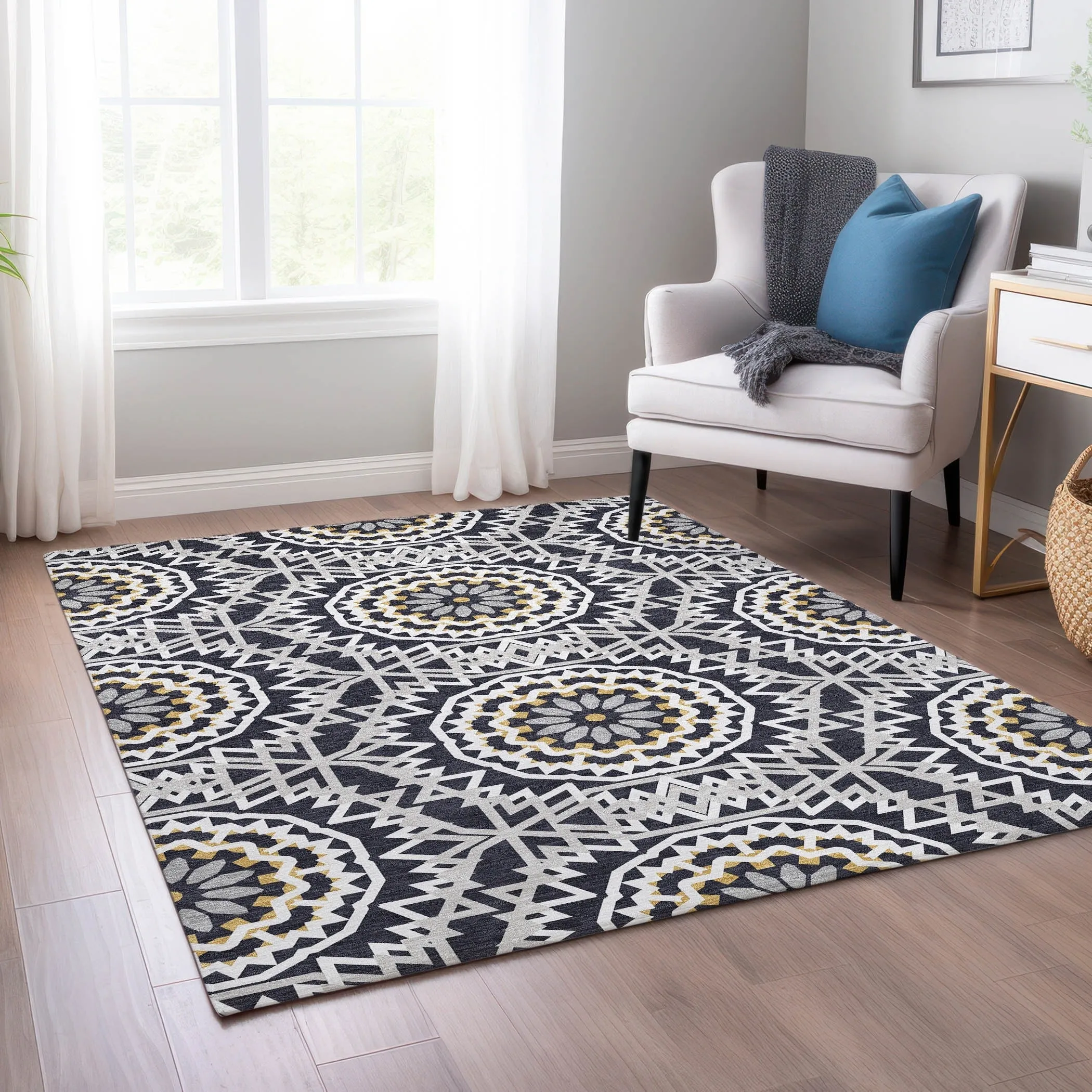 Machine Washable Indoor/ Outdoor Chantille Moroccan Boho Rug