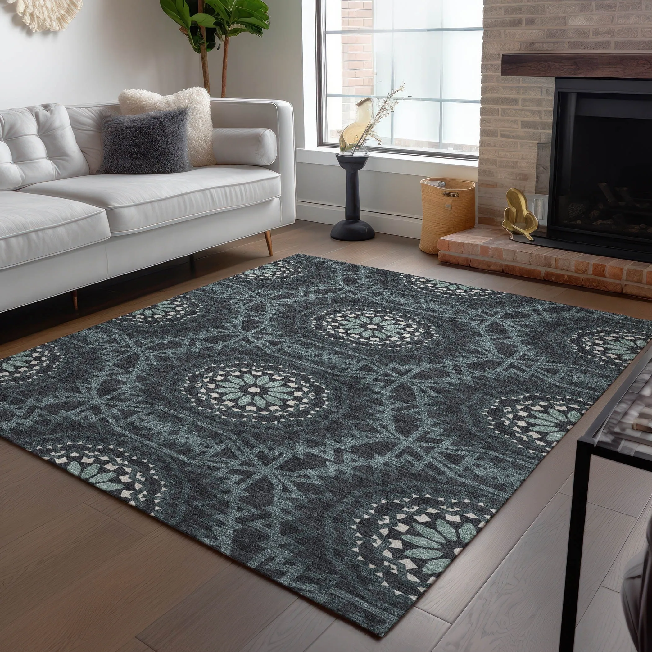 Machine Washable Indoor/ Outdoor Chantille Moroccan Boho Rug