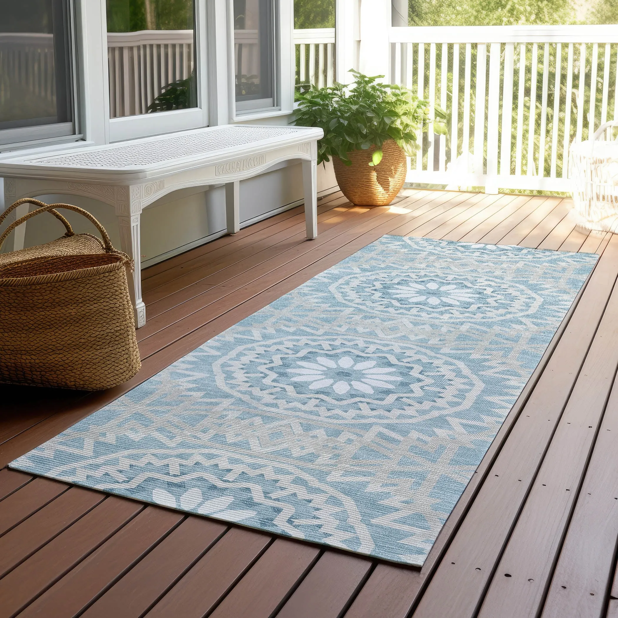 Machine Washable Indoor/ Outdoor Chantille Moroccan Boho Rug