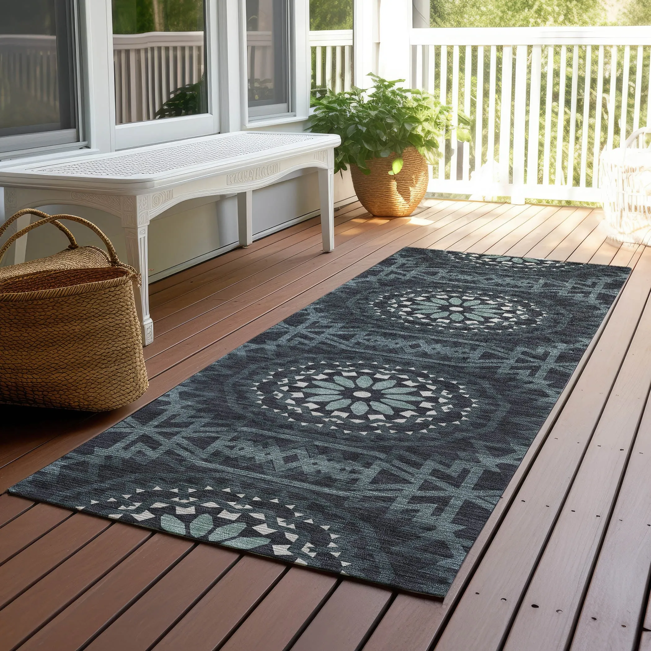 Machine Washable Indoor/ Outdoor Chantille Moroccan Boho Rug
