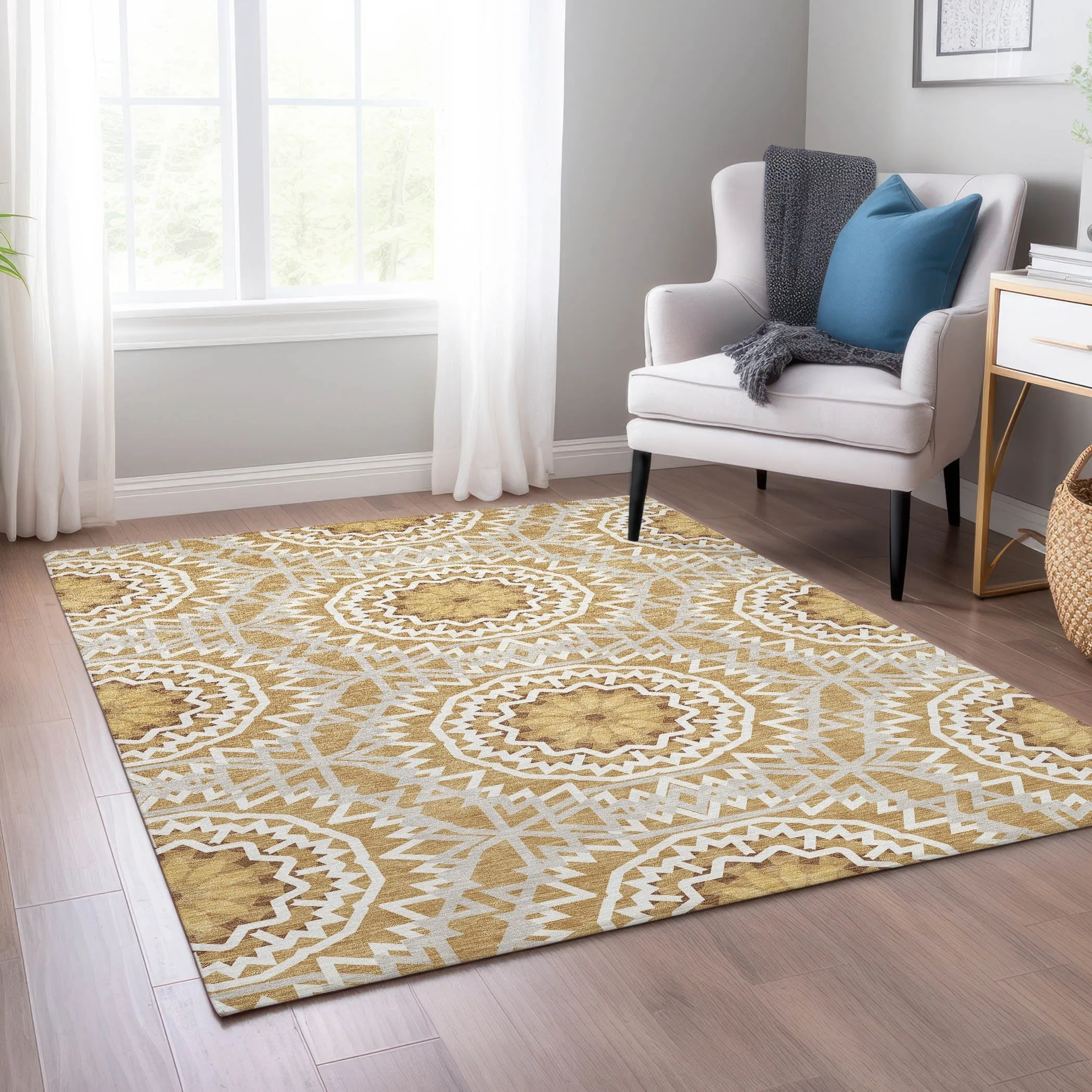 Machine Washable Indoor/ Outdoor Chantille Moroccan Boho Rug