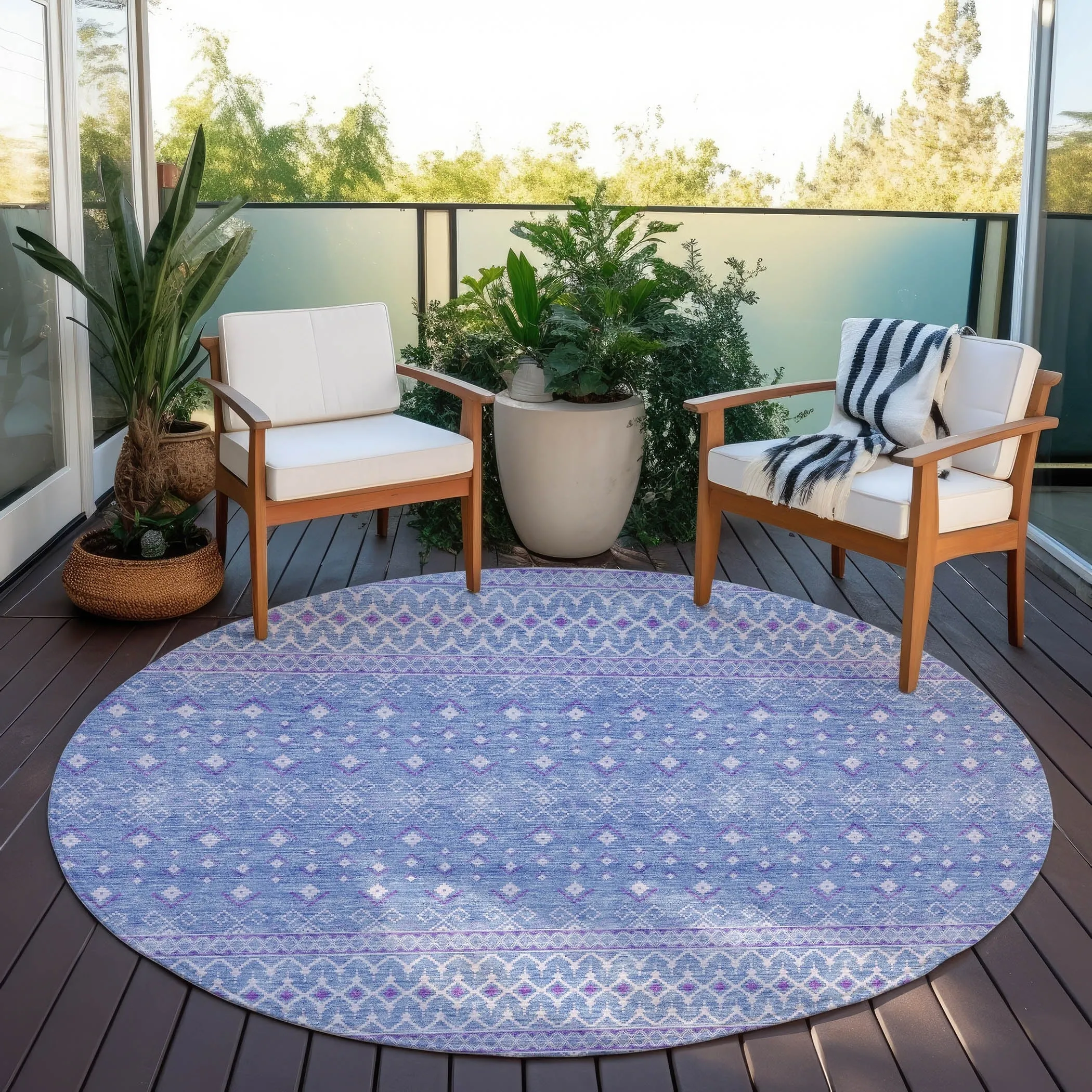 Machine Washable Indoor/ Outdoor Chantille Morrocan Boho Rug