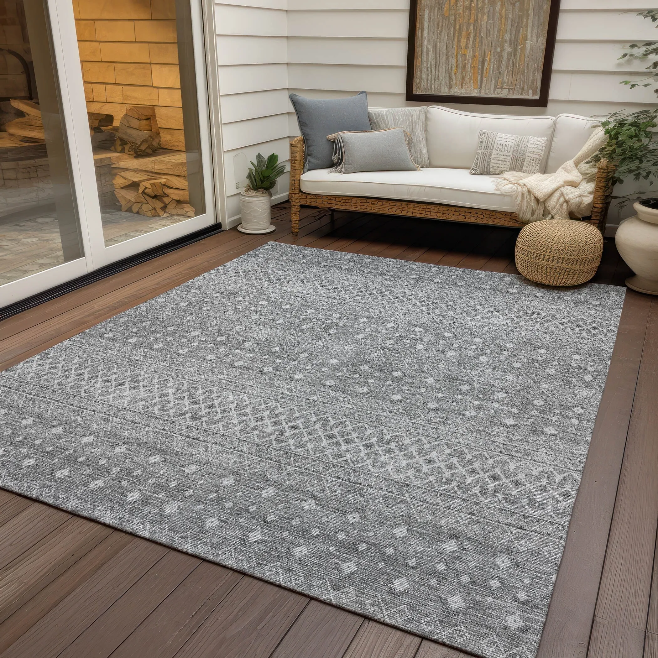 Machine Washable Indoor/ Outdoor Chantille Morrocan Boho Rug