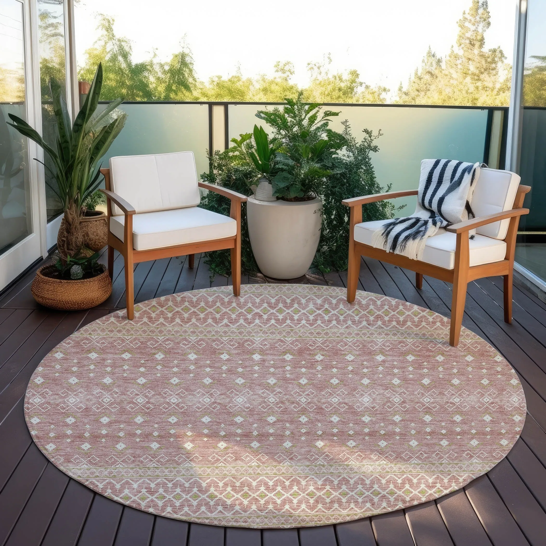 Machine Washable Indoor/ Outdoor Chantille Morrocan Boho Rug