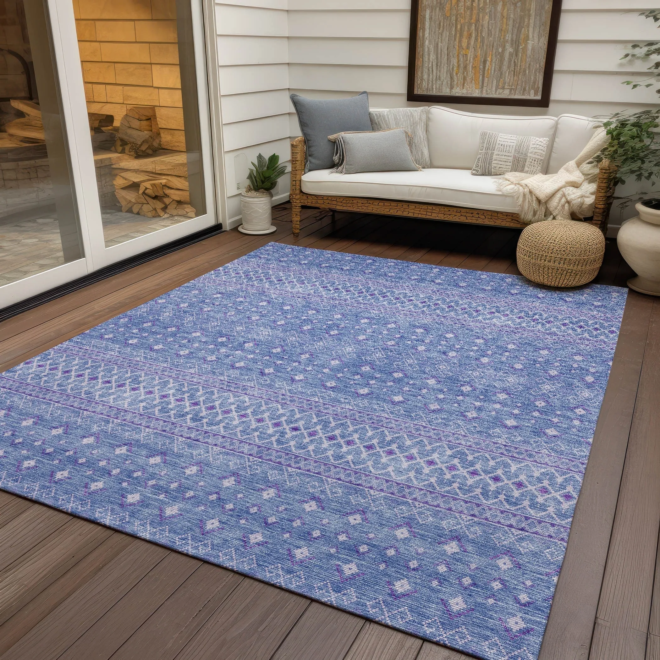 Machine Washable Indoor/ Outdoor Chantille Morrocan Boho Rug