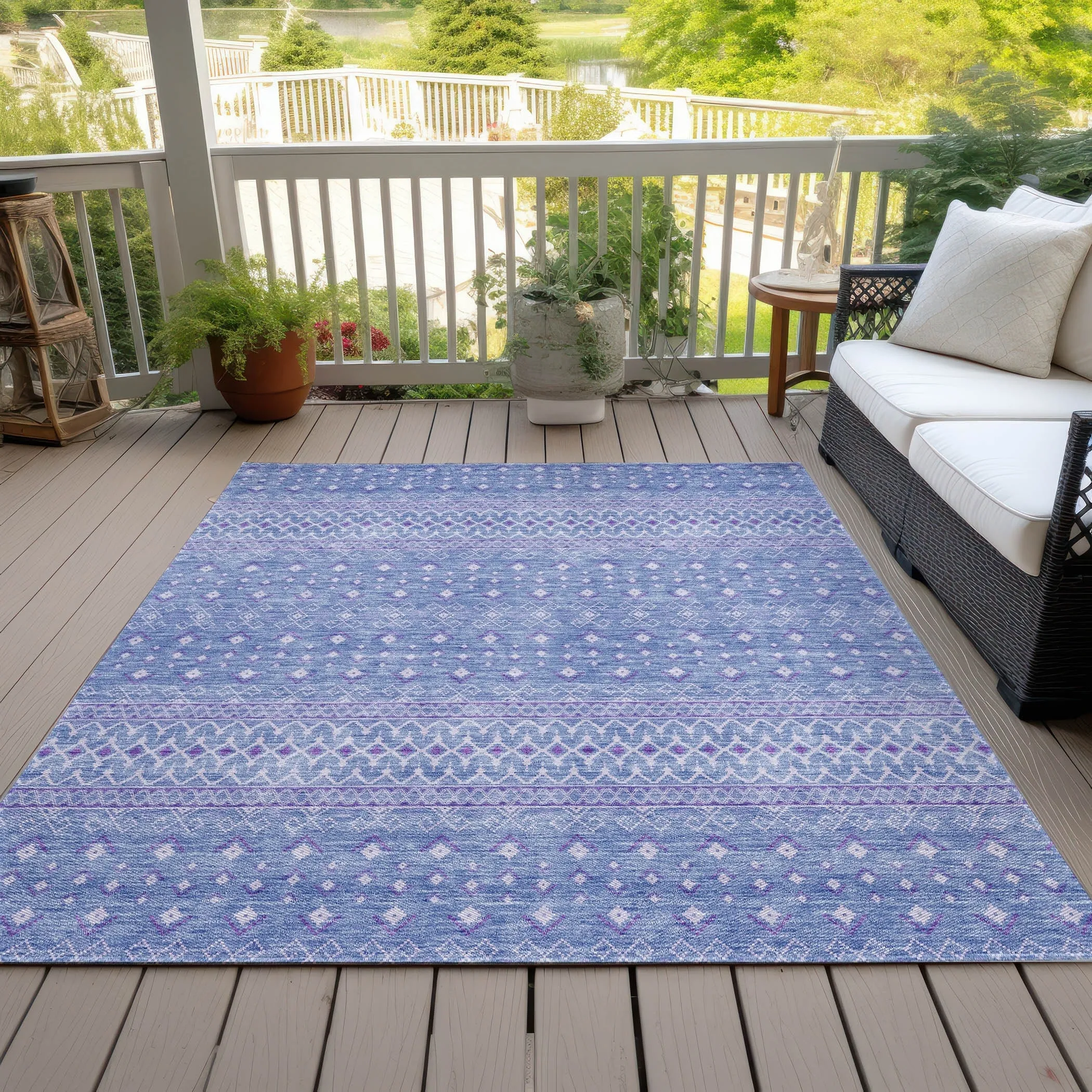 Machine Washable Indoor/ Outdoor Chantille Morrocan Boho Rug