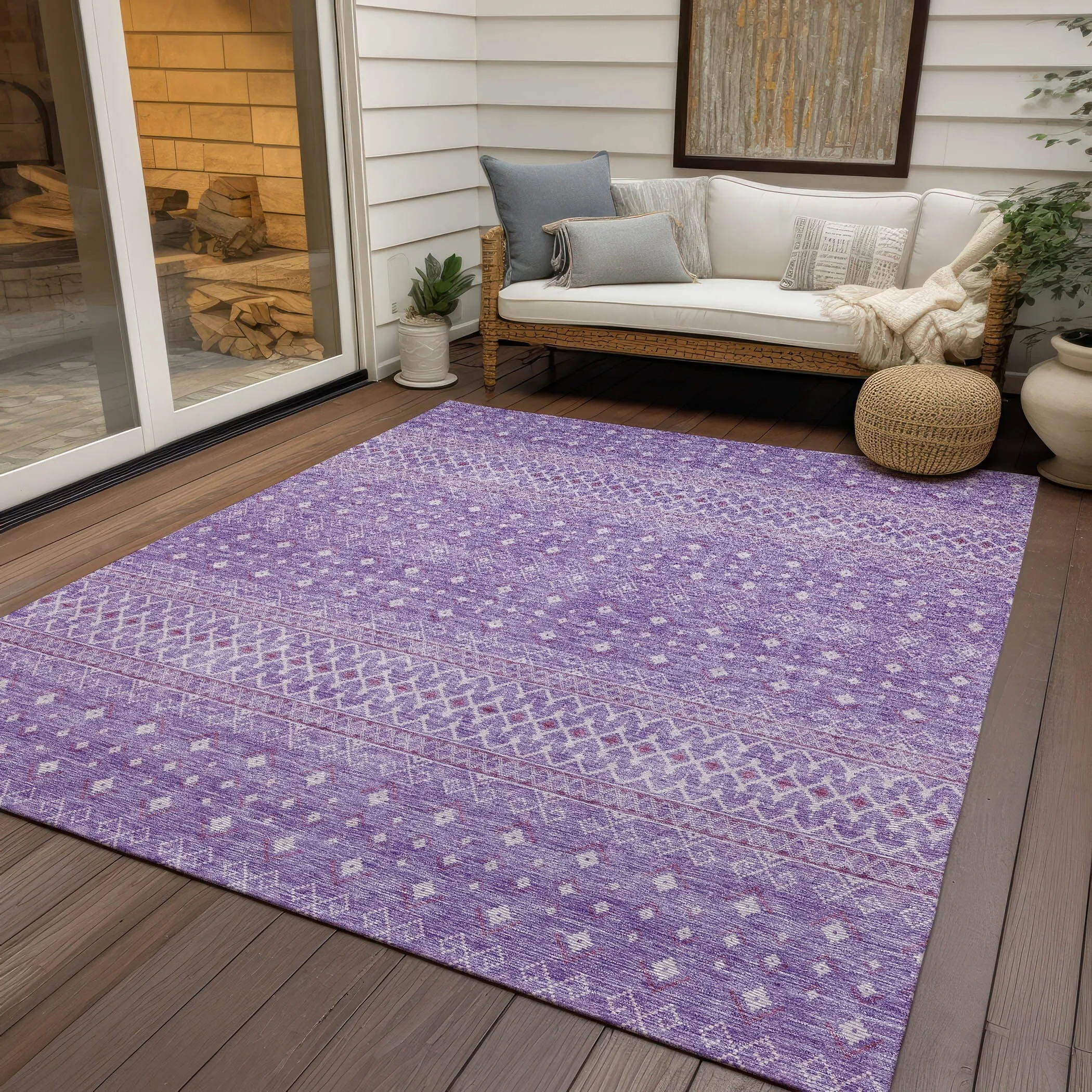 Machine Washable Indoor/ Outdoor Chantille Morrocan Boho Rug