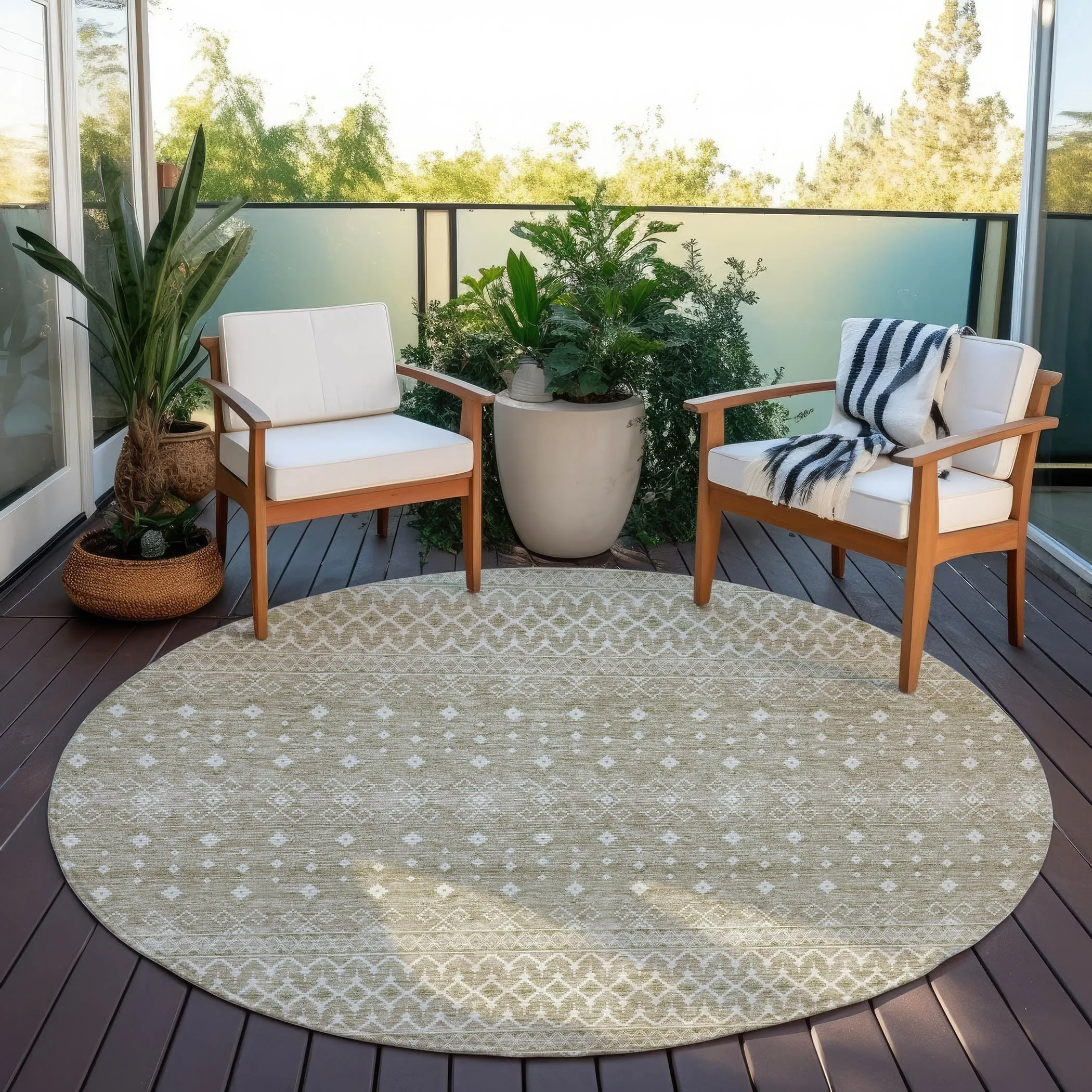 Machine Washable Indoor/ Outdoor Chantille Morrocan Boho Rug