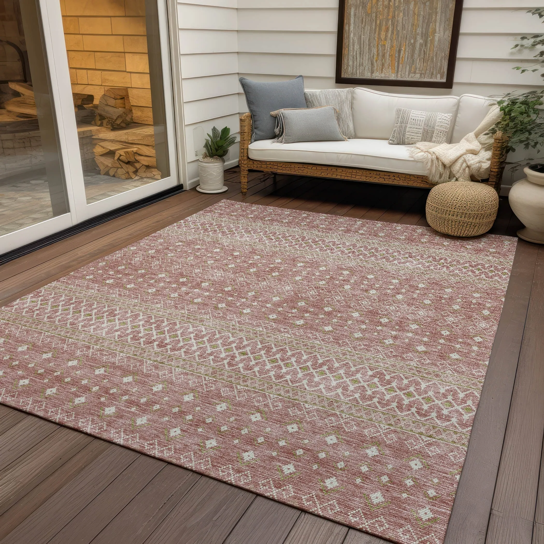 Machine Washable Indoor/ Outdoor Chantille Morrocan Boho Rug