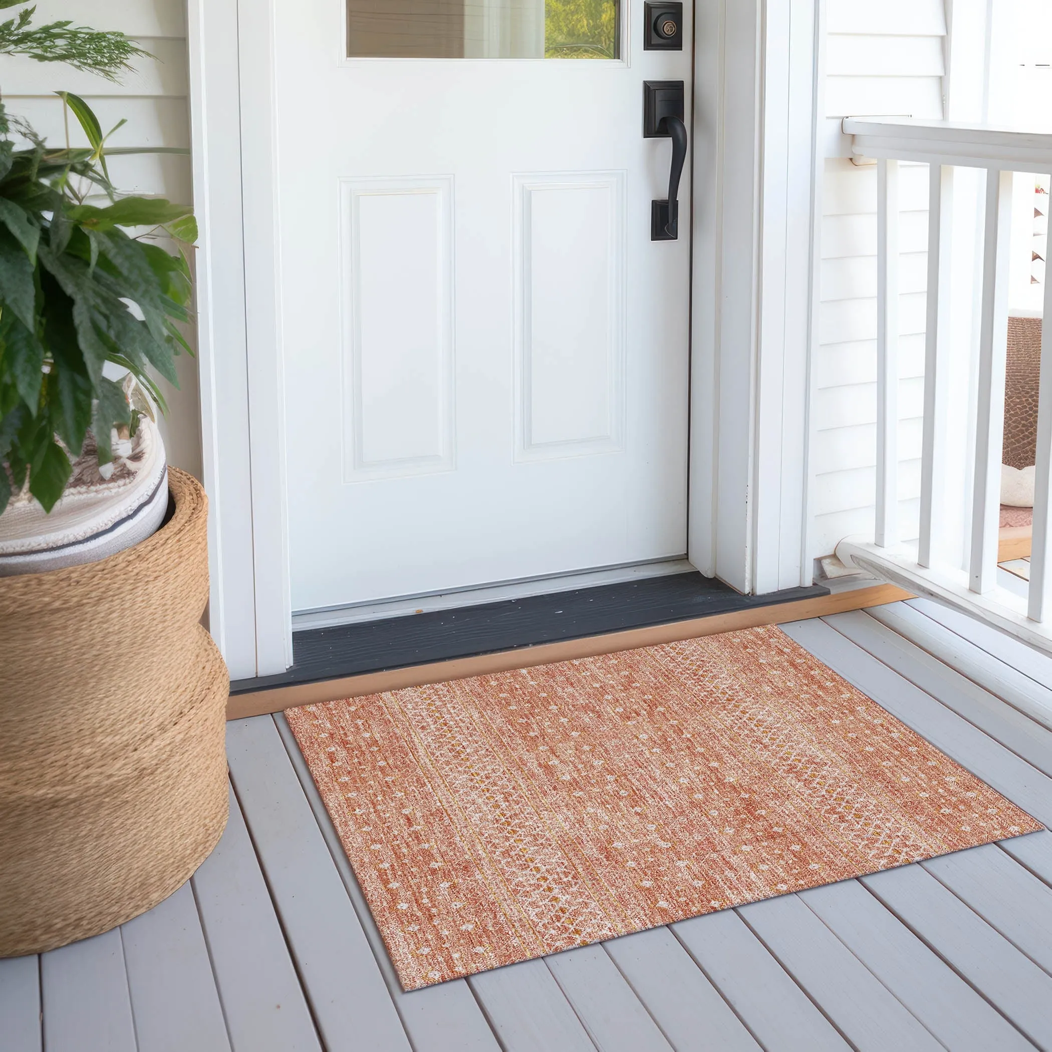 Machine Washable Indoor/ Outdoor Chantille Morrocan Boho Rug