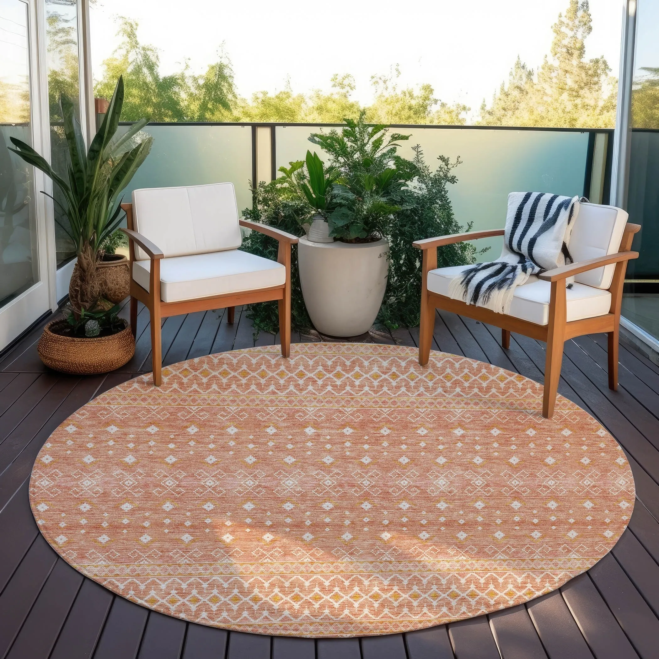 Machine Washable Indoor/ Outdoor Chantille Morrocan Boho Rug