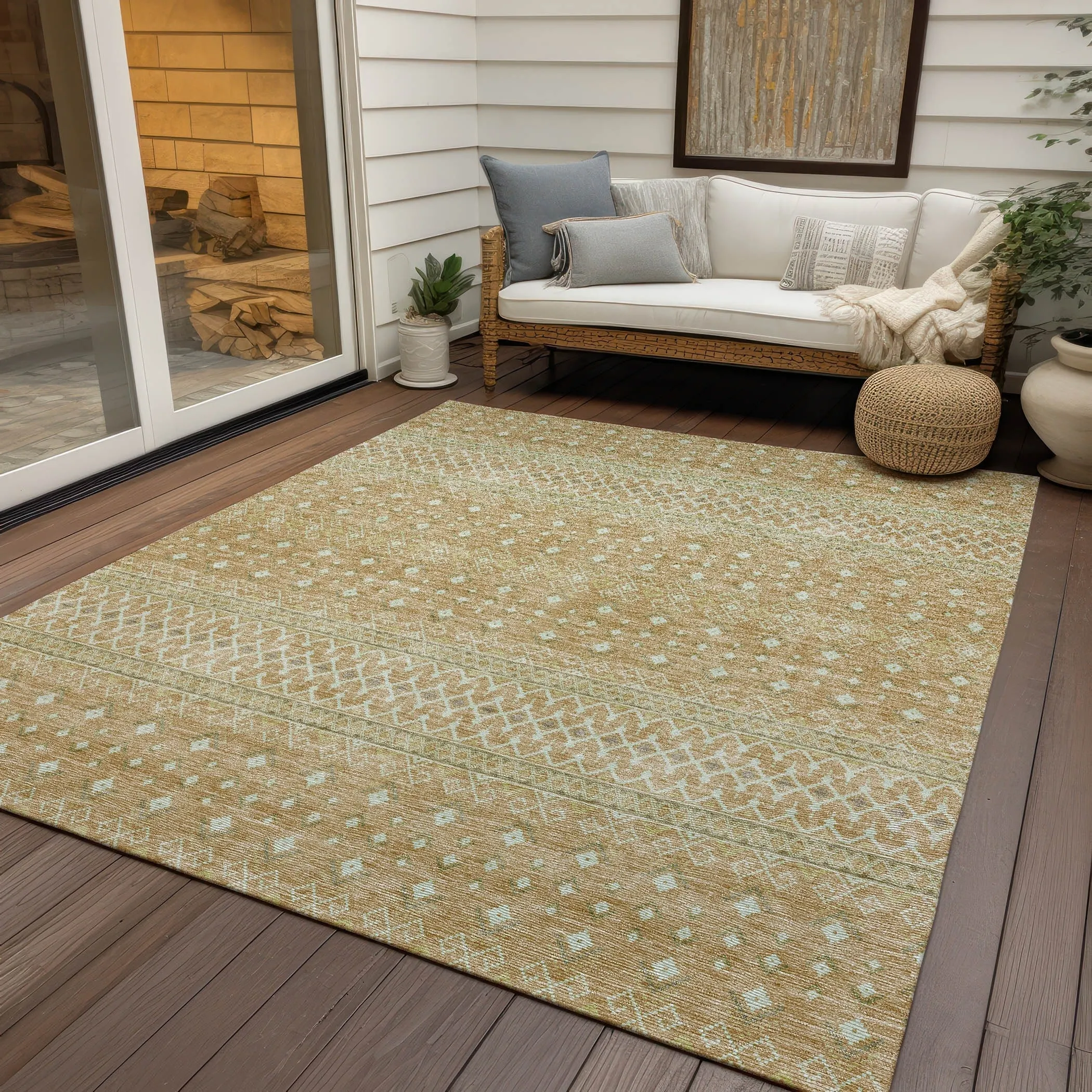 Machine Washable Indoor/ Outdoor Chantille Morrocan Boho Rug