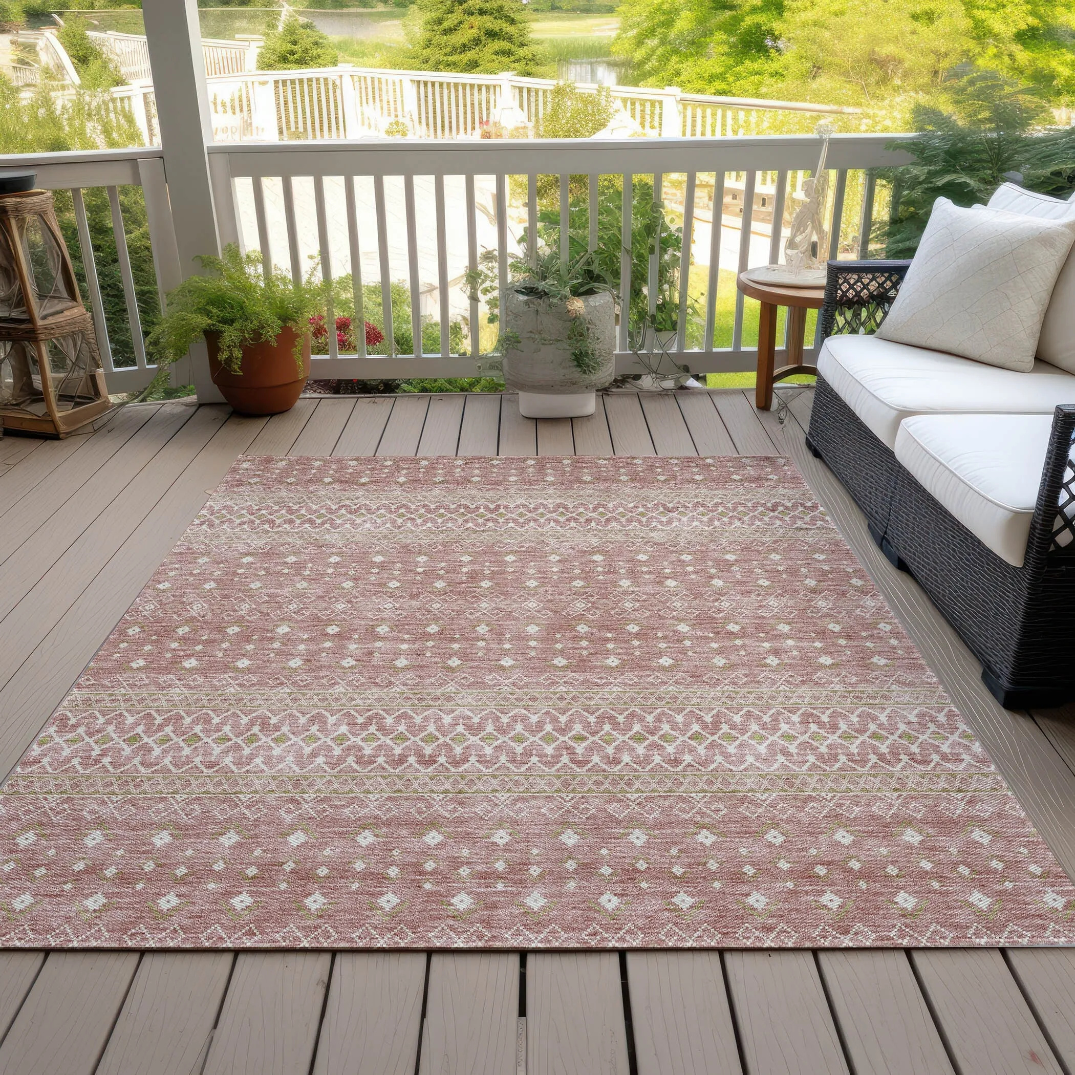 Machine Washable Indoor/ Outdoor Chantille Morrocan Boho Rug
