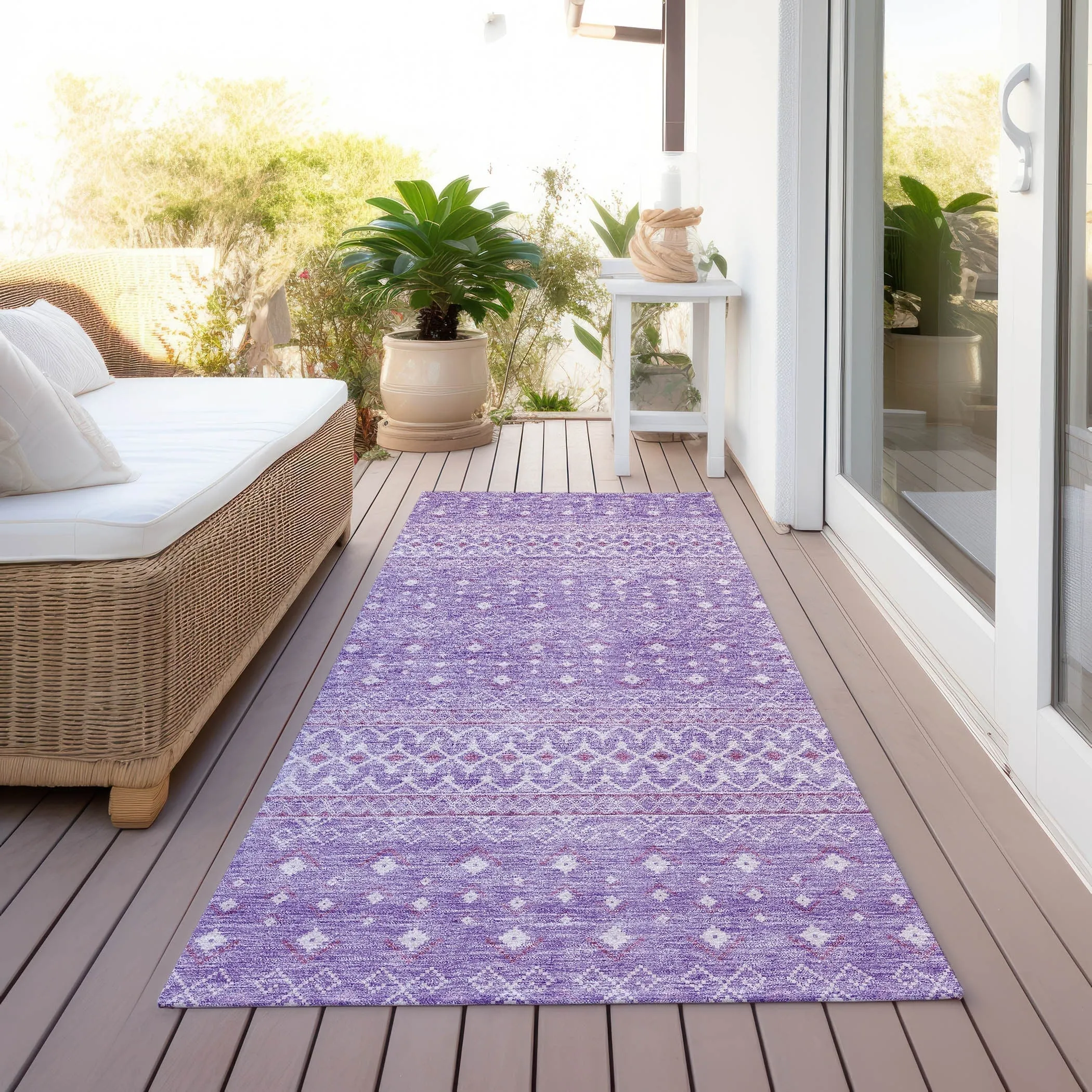Machine Washable Indoor/ Outdoor Chantille Morrocan Boho Rug