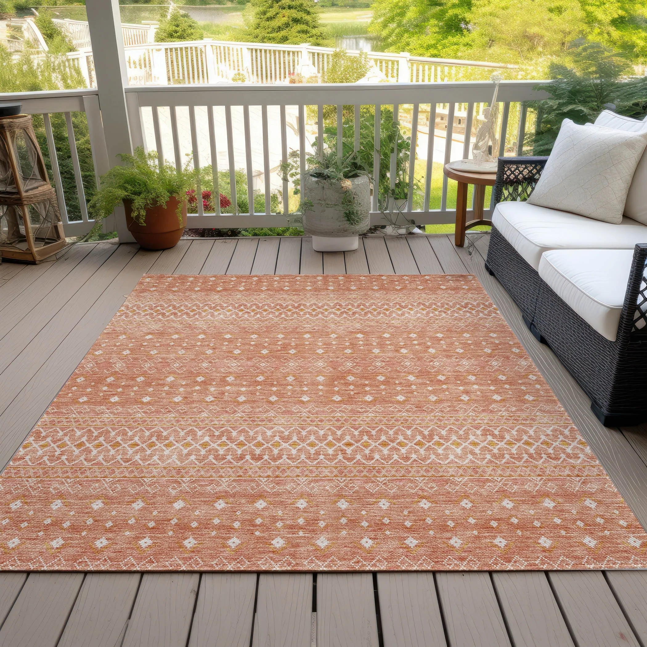 Machine Washable Indoor/ Outdoor Chantille Morrocan Boho Rug