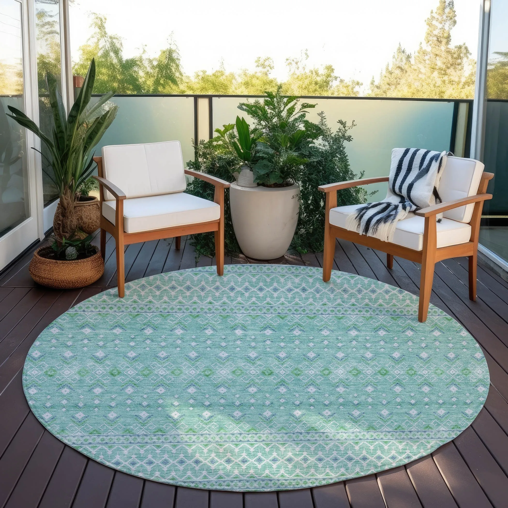 Machine Washable Indoor/ Outdoor Chantille Morrocan Boho Rug