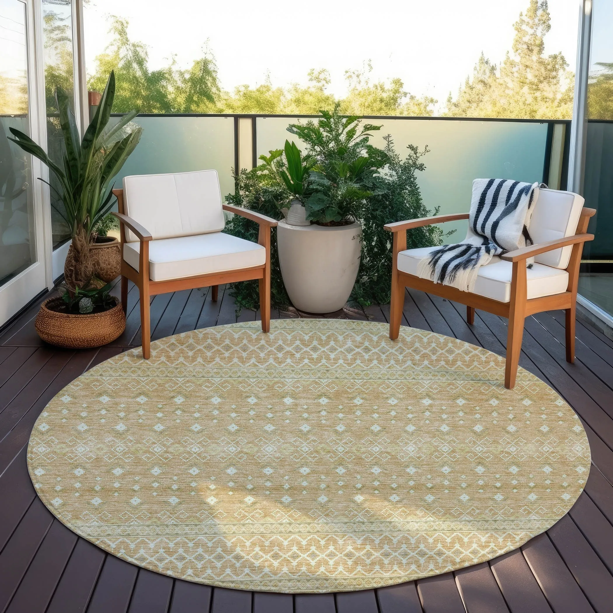 Machine Washable Indoor/ Outdoor Chantille Morrocan Boho Rug