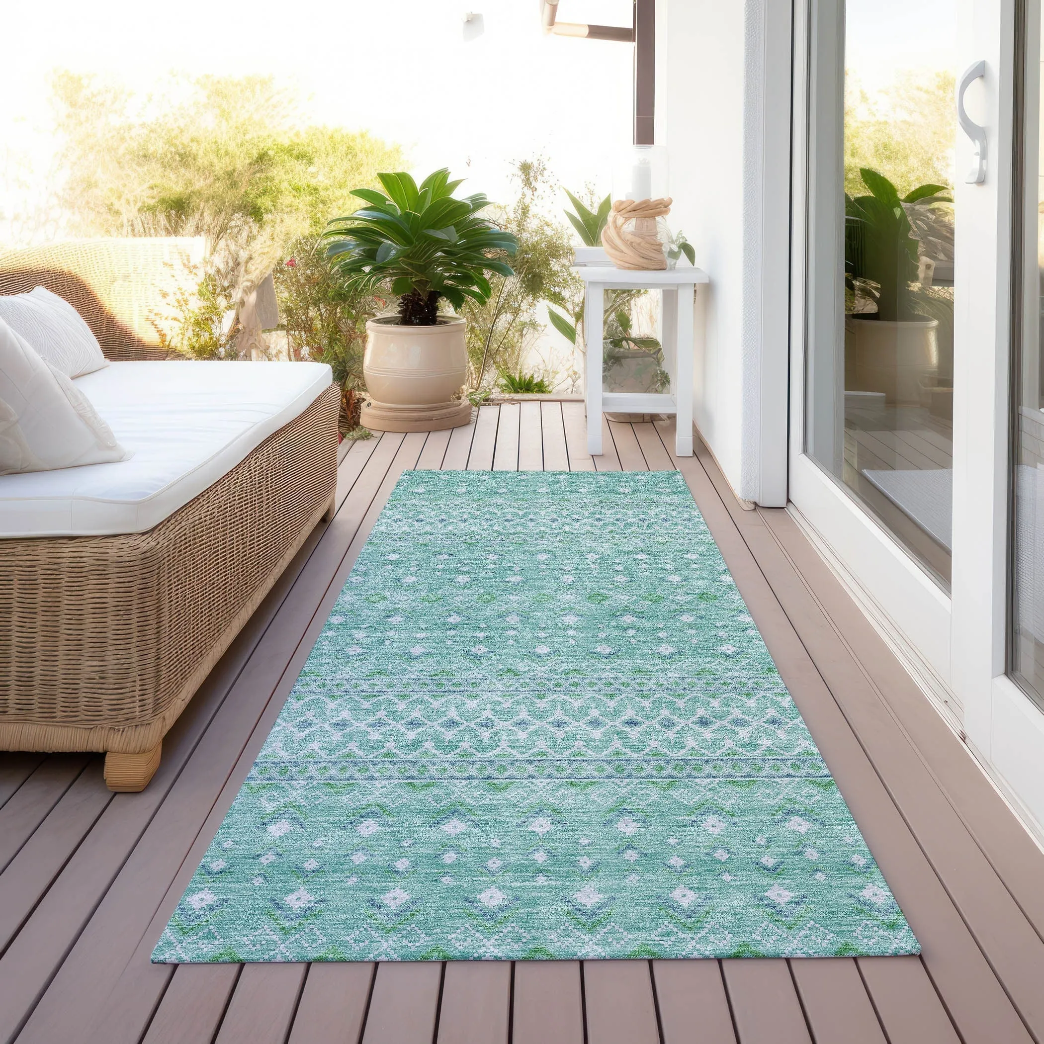 Machine Washable Indoor/ Outdoor Chantille Morrocan Boho Rug